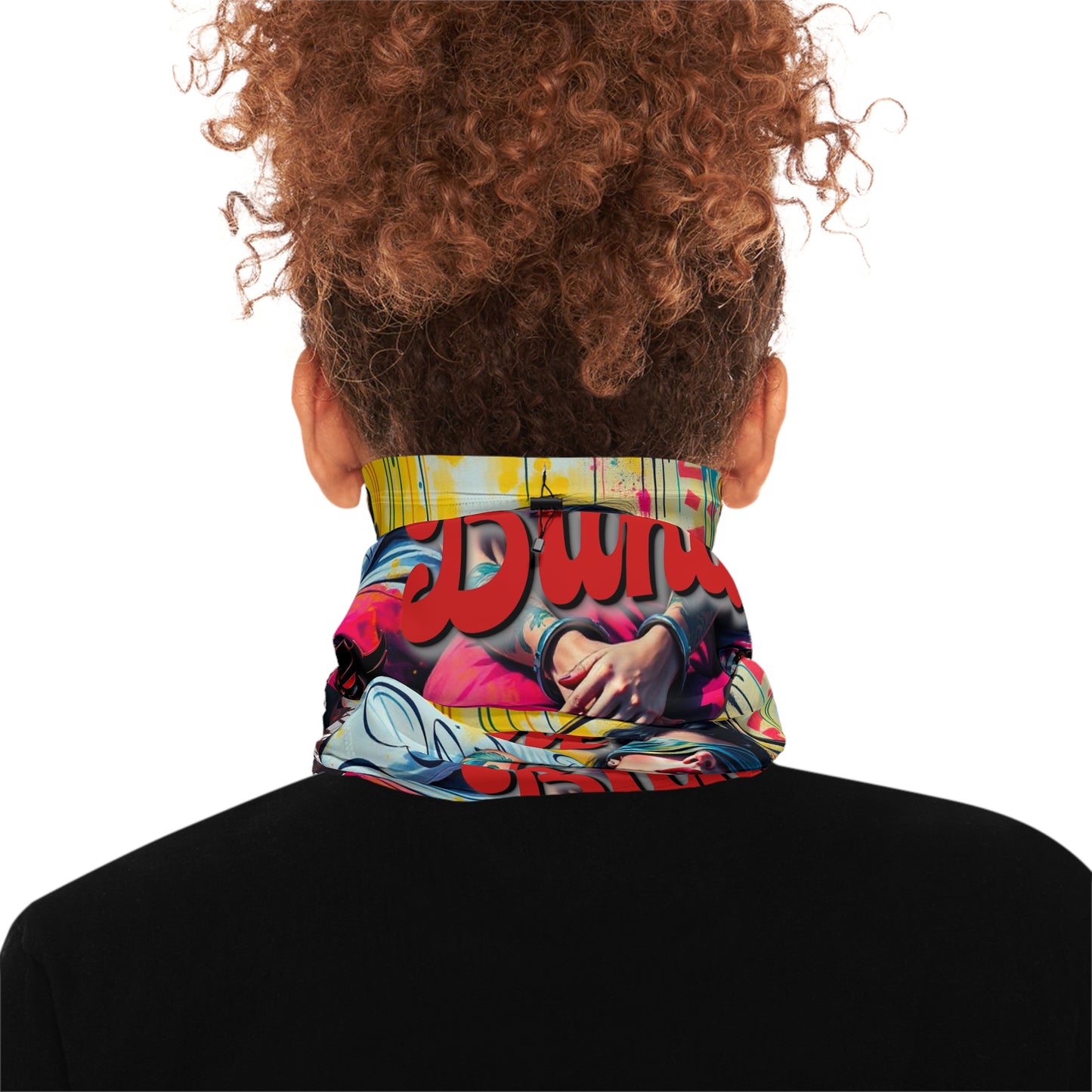 "Untameable/Love is Blind Tattooed Woman Winter Neck Gaiter — 'Love is Blind' Graphic Face Scarf