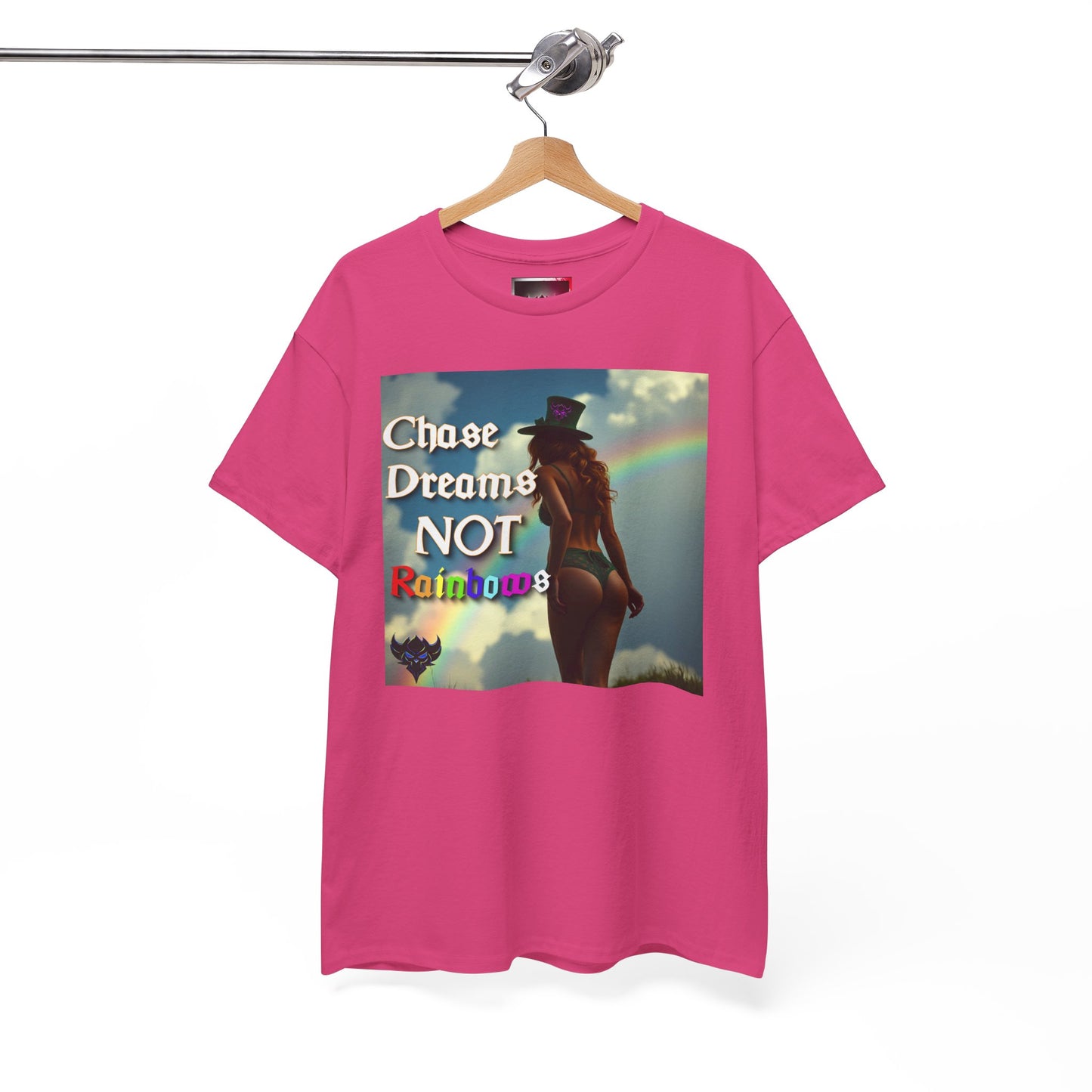 "Chase Dreams NOT Rainbows" Unisex Heavy Cotton Tee - Inspirational Graphic T-Shirt for Dreamers & Free Spirits