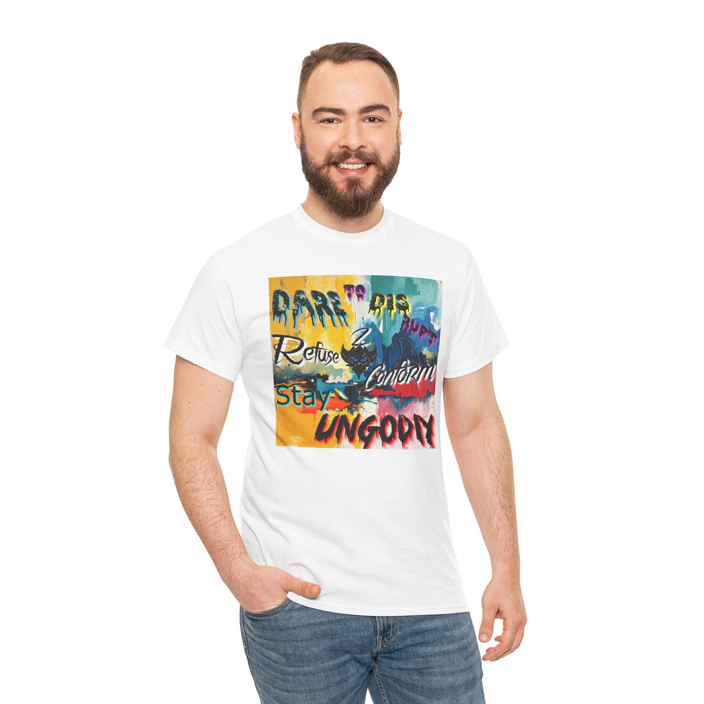 Bold Message Unisex Heavy Cotton Tee - "Dare to be Ungodly" T-Shirt