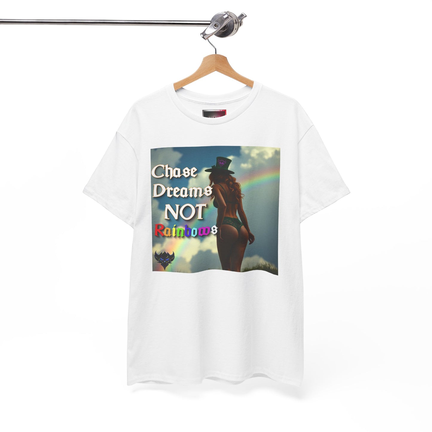 "Chase Dreams NOT Rainbows" Unisex Heavy Cotton Tee - Inspirational Graphic T-Shirt for Dreamers & Free Spirits
