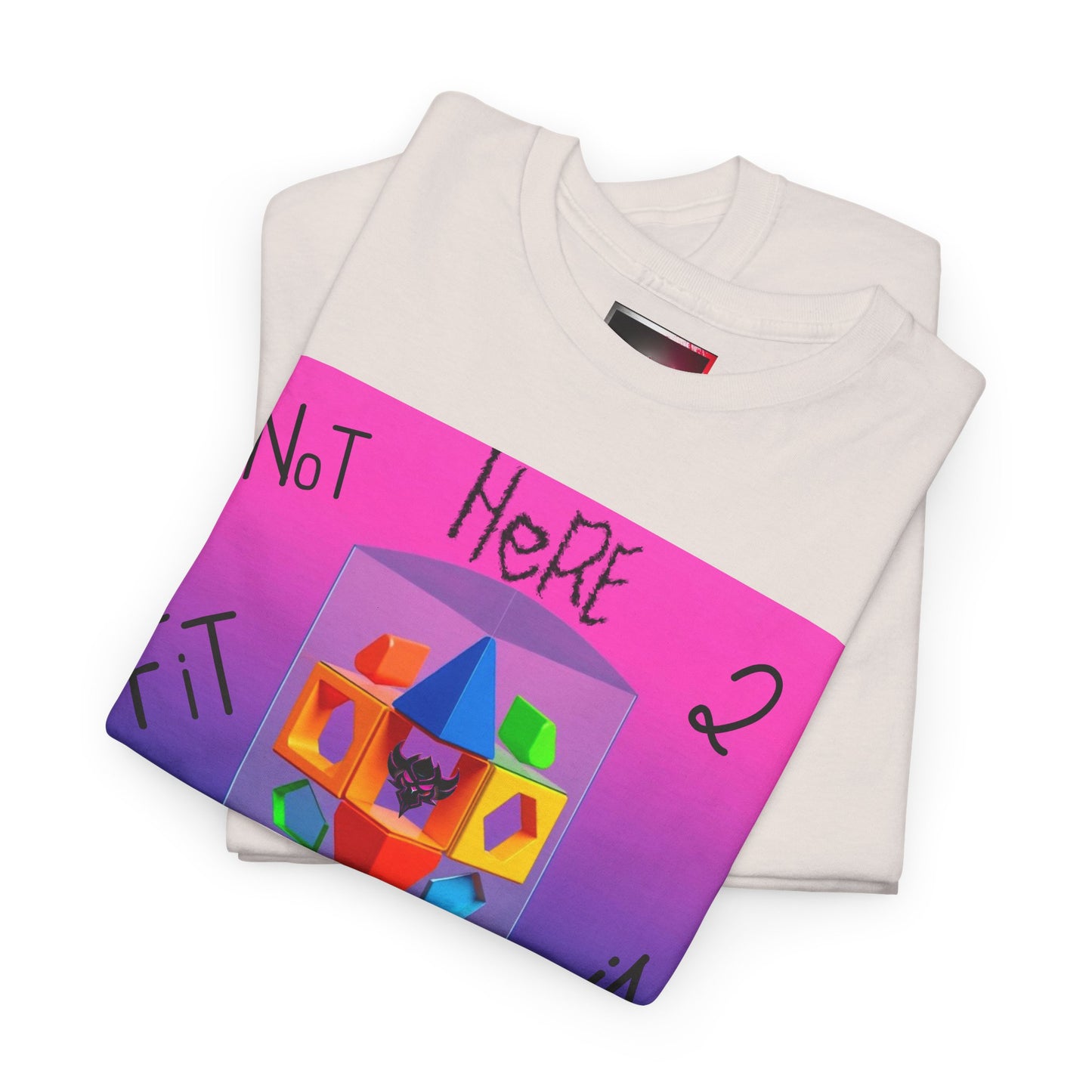 Unisex Heavy Cotton Tee - "Not Here 2 Fit In" Colorful Graphic Tee for Creative Souls