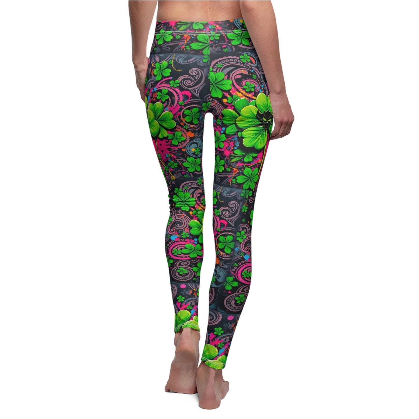 Vibrant Floral Print Leggings for Women - Perfect for St. Patrick's Day Celebrations