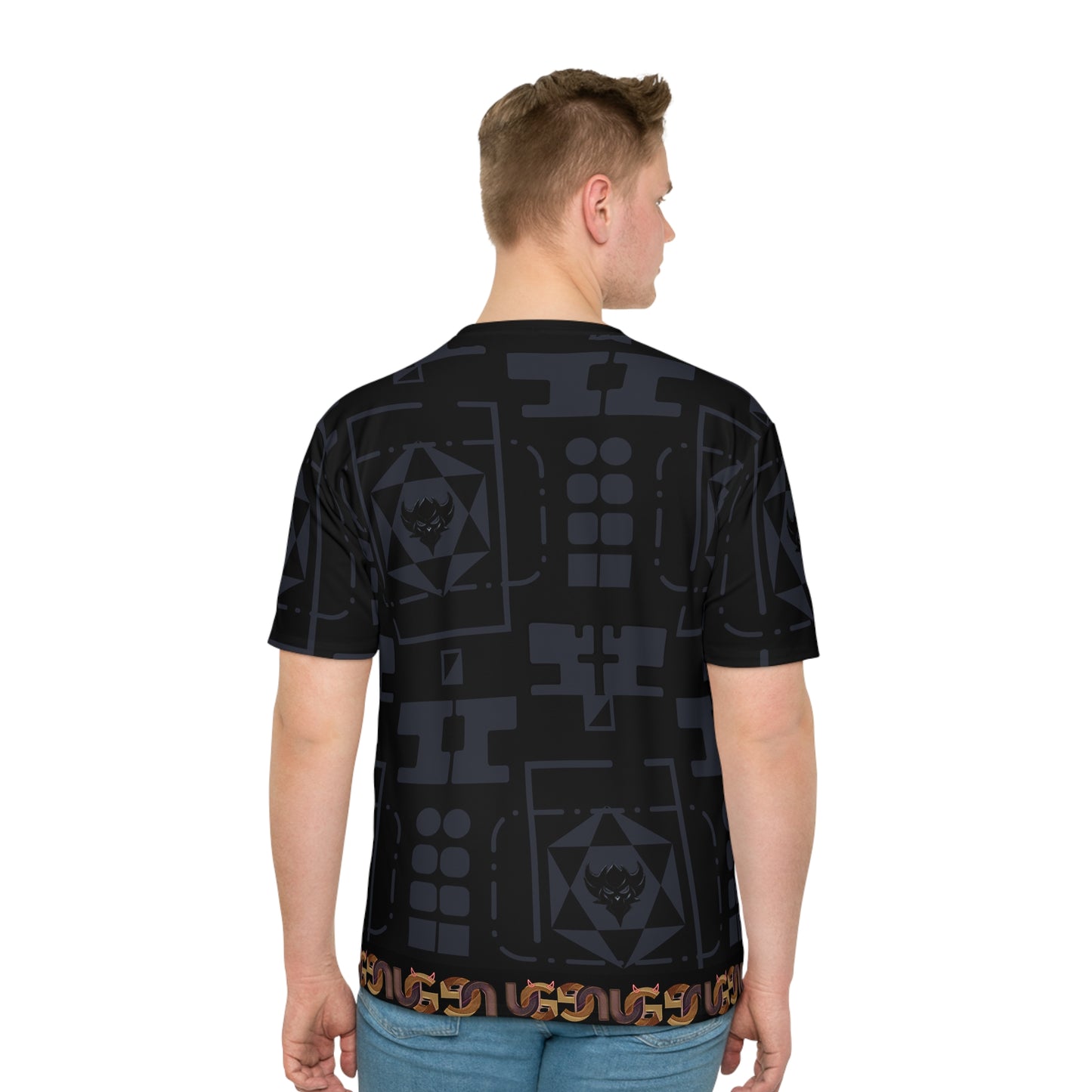 Geometric Ungodly Tech-Pattern Men's Loose T-Shirt