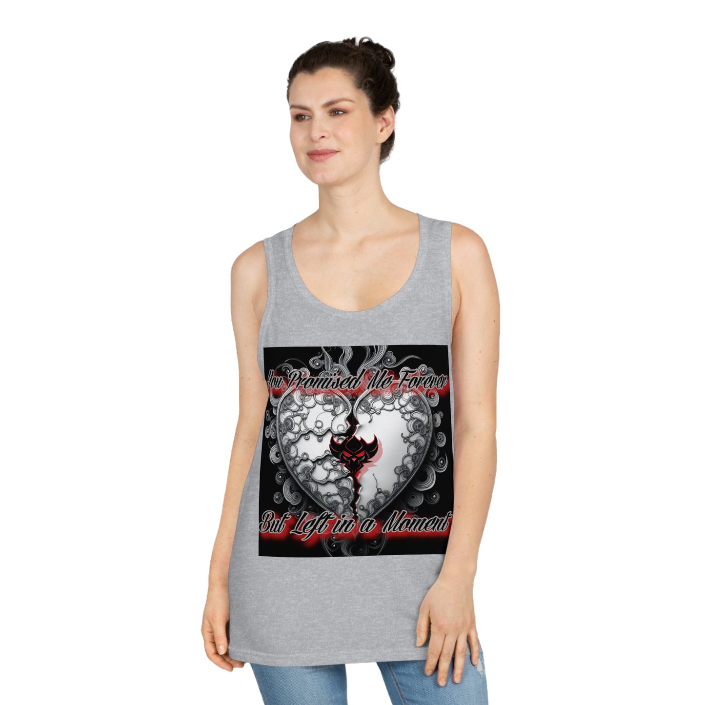 Heartfelt "You Promised Me Forever, But Left in a Moment" Promise Unisex Softstyle™ Tank Top - Perfect for Romantic Occasions