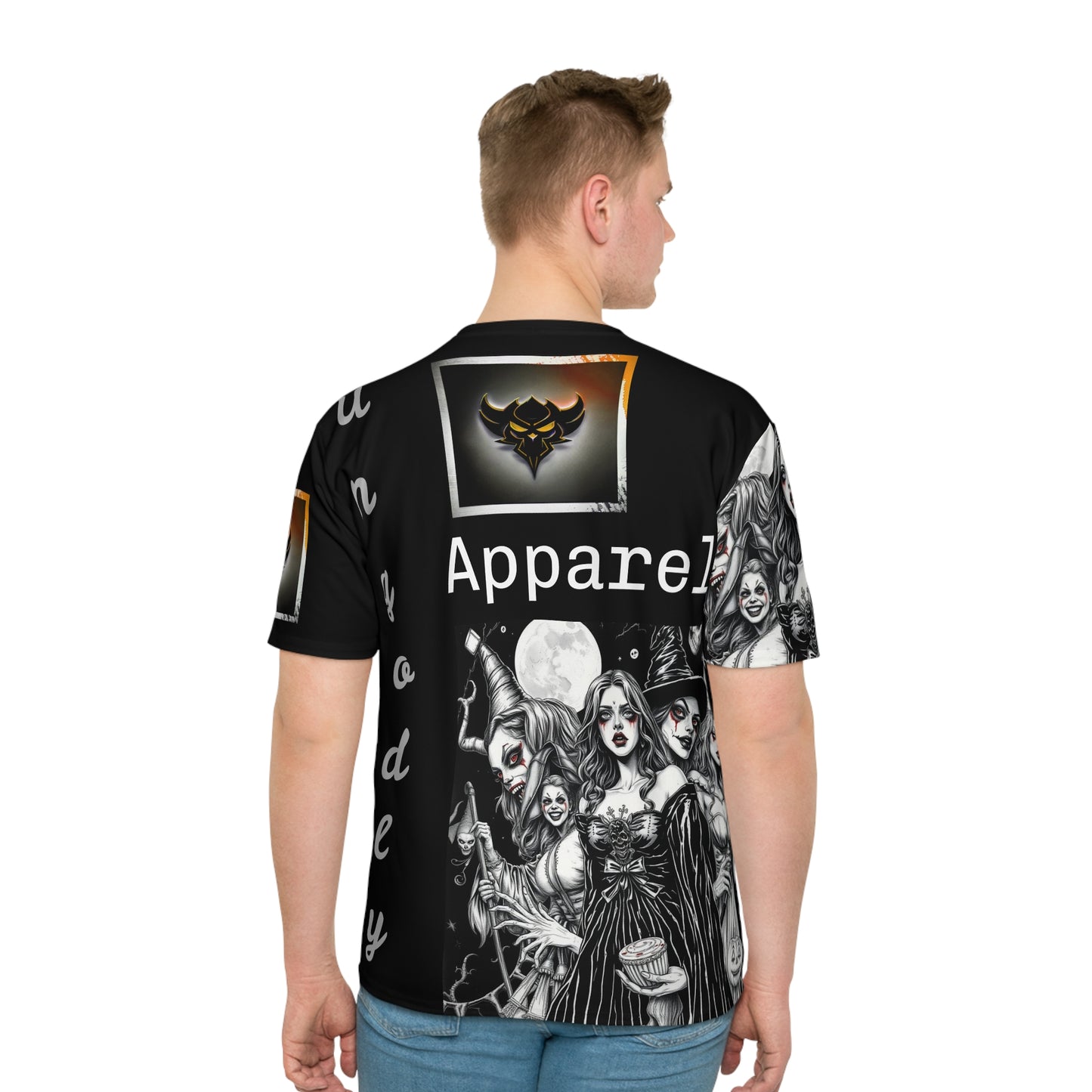 "Ungodly Apparel's: The Witching Hour" Men's Gothic Graphic T-Shirt, Casual Halloween Apparel, Unisex Loose Fit Shirt, Streetwear Gift for Horror Lovers, Spooky Season Clothing