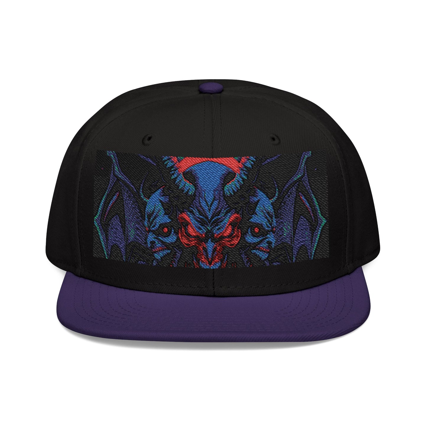 "Chill of Darkness" Embroidered Demon Snapback Cap - Edgy Streetwear Hat