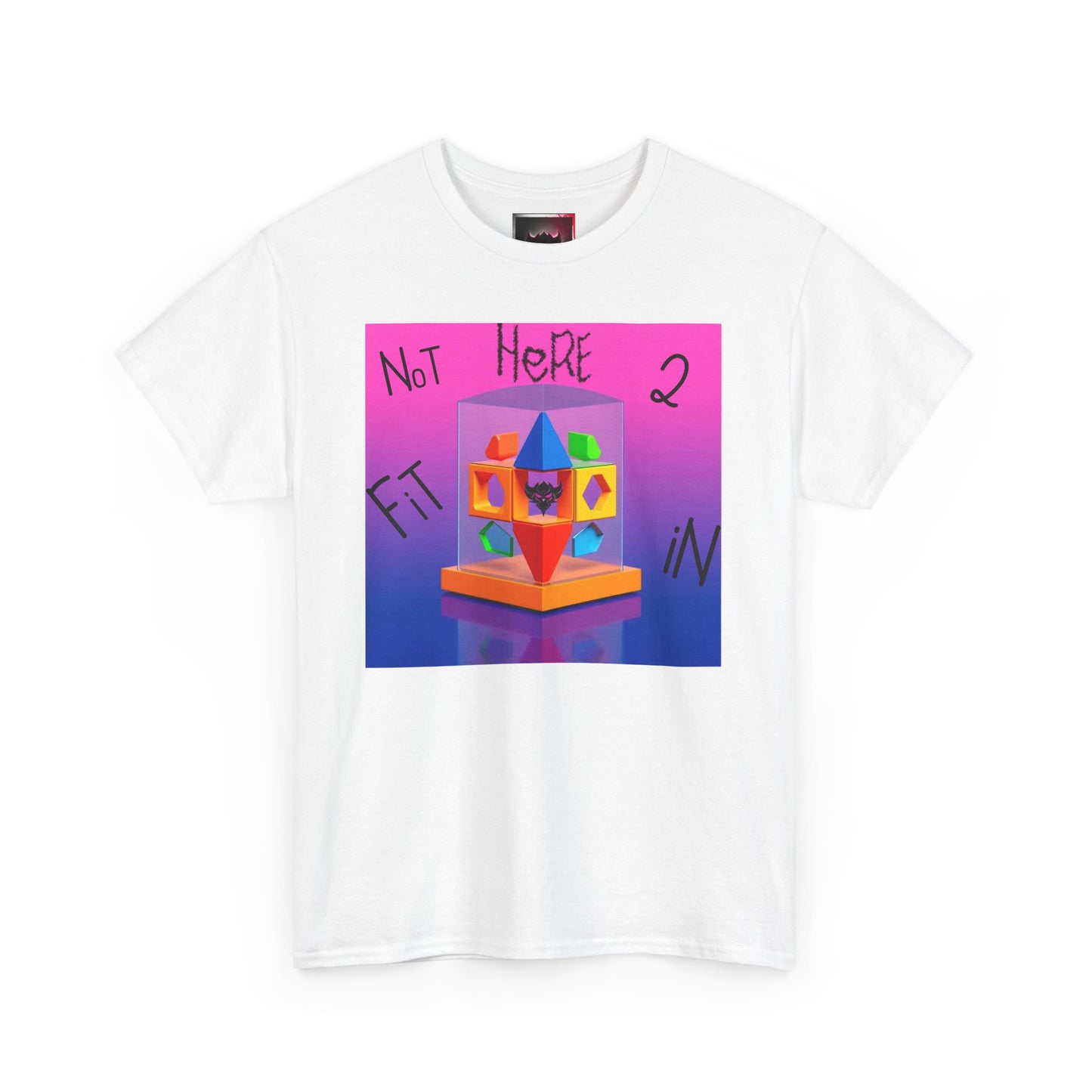 Unisex Heavy Cotton Tee - "Not Here 2 Fit In" Colorful Graphic Tee for Creative Souls