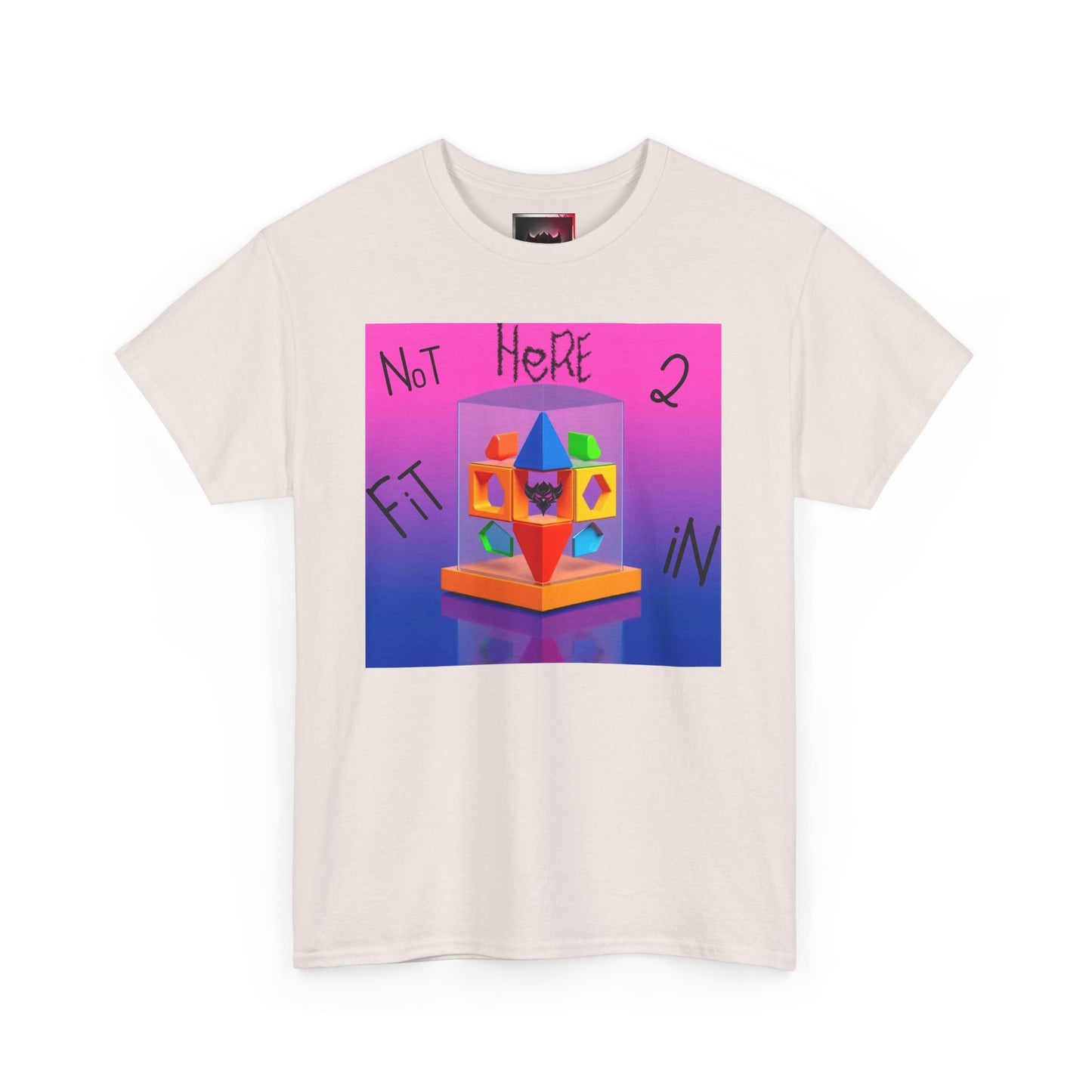 Unisex Heavy Cotton Tee - "Not Here 2 Fit In" Colorful Graphic Tee for Creative Souls