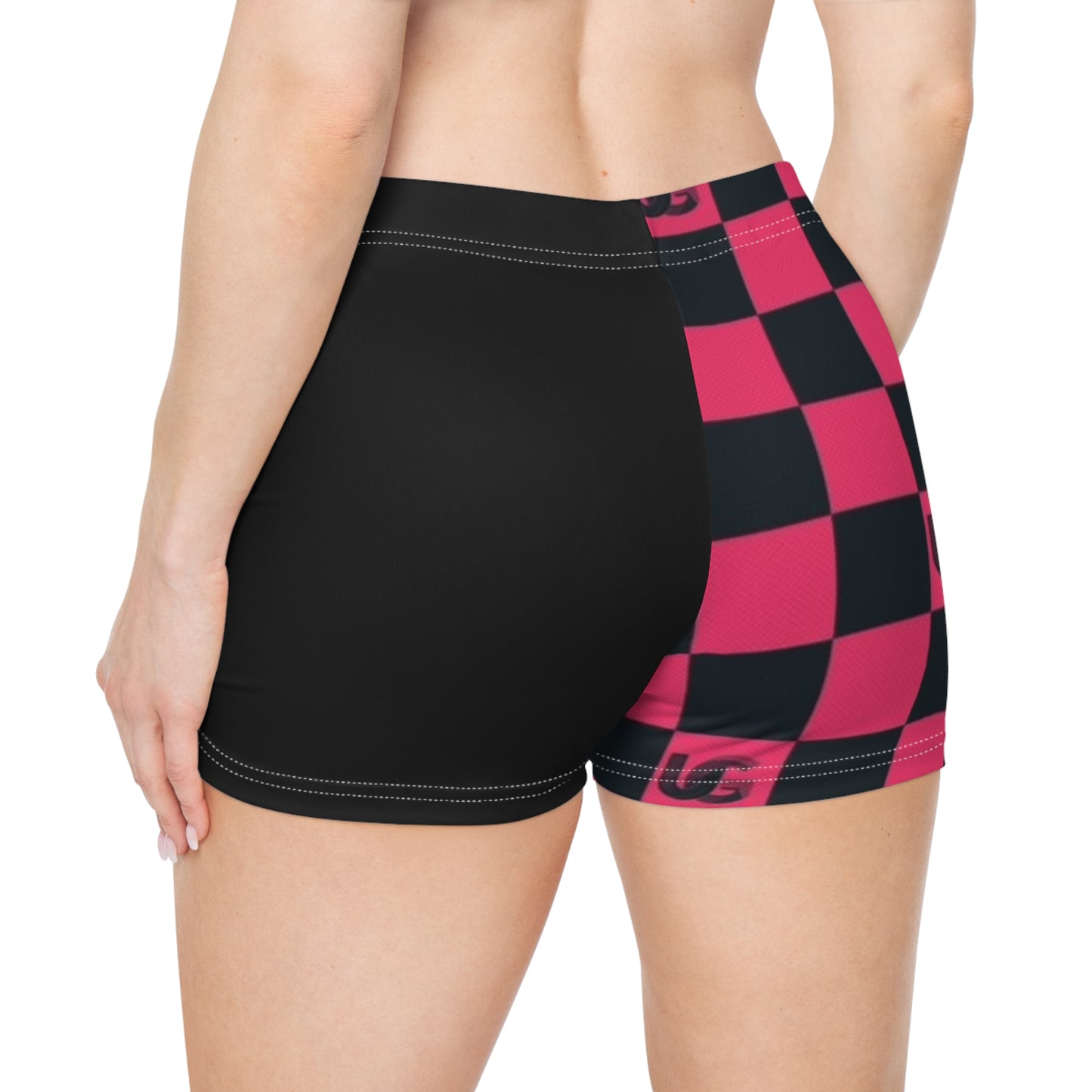 Women's Pink UG Checkerboard Pattern Shorts