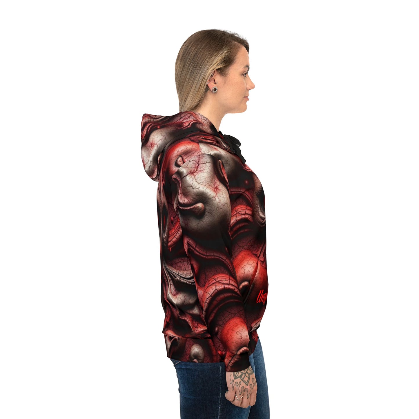 Gritty Skull Hoodie - Unisex Athletic Wear, Streetwear Style, Cryptic Design, Gift for Gamers, Halloween Apparel