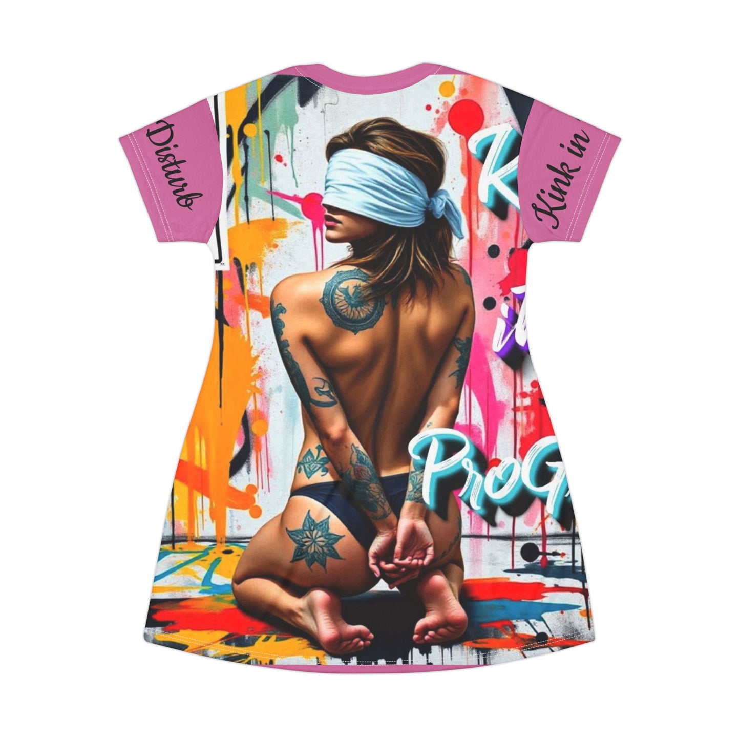 "Kink in Progress" Inspirational Graphic T-Shirt Dress - Kick in Progress