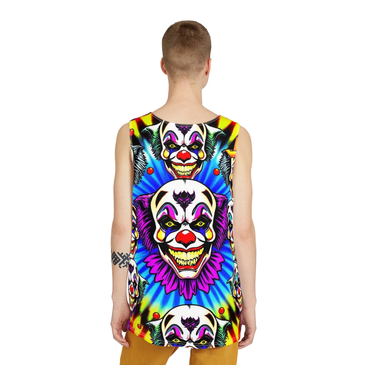 Psychedelic Clown Men's Tank Top, AOP Muscle Shirt, Festival Wear, Summer Outdoor Fun, Costume Party Apparel