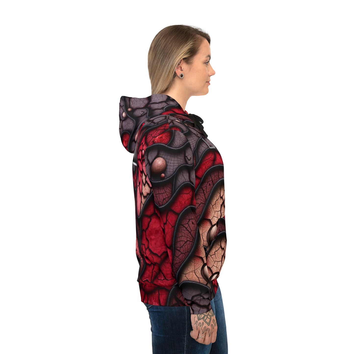 Blood Inspired, Halloween, Red Abstract Athletic Hoodie, Trendy Sportswear, Graphic Pullover, Gift for Fitness Lovers, Unique Streetwear