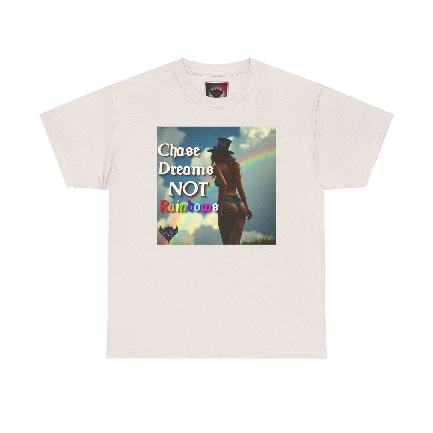 "Chase Dreams NOT Rainbows" Unisex Heavy Cotton Tee - Inspirational Graphic T-Shirt for Dreamers & Free Spirits