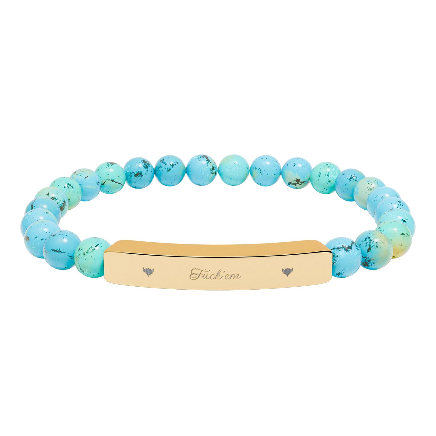 Engravable Natural Stone Stretch Bar Bracelet — Personalized Beaded Bracelet