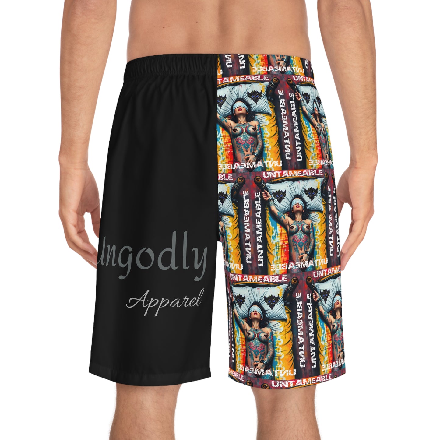 "Certified Brat Whisperer/Untameable" Trendy Graphic Board Shorts for Men, Colorful Beachwear, Perfect for Summer, Pool Parties, and Casual Days