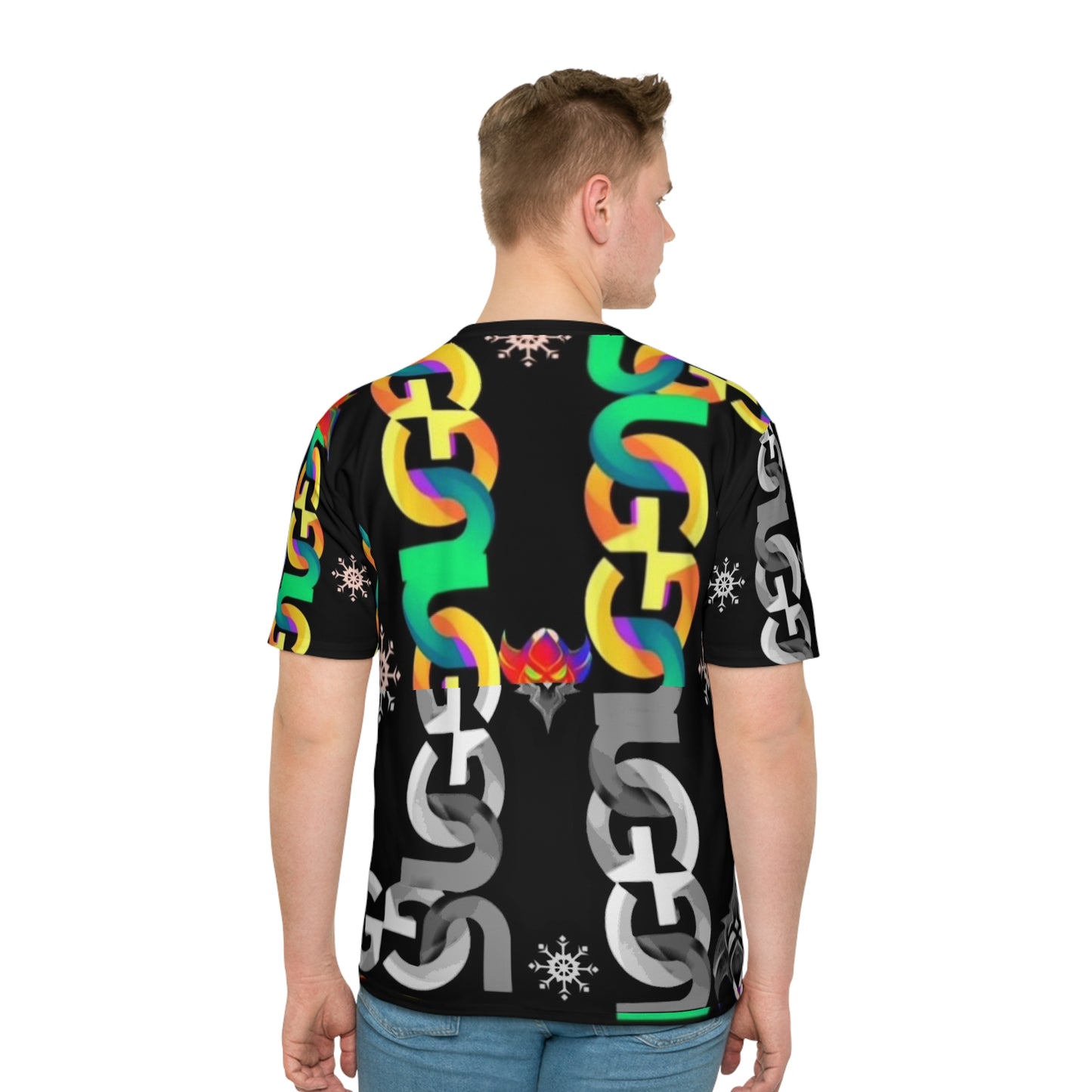 Bold Multi-colored Ungodly Chain Pattern Graphic T‑Shirt — All-Over Print Men's Tee