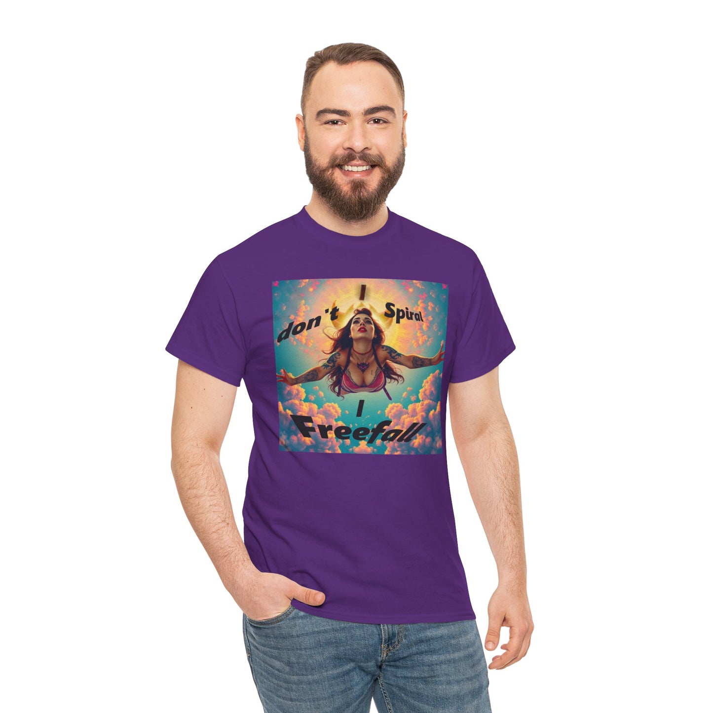 Unisex Heavy Cotton Tee - 'I Don't Spiral, I Freefall' Inspirational Graphic Tee