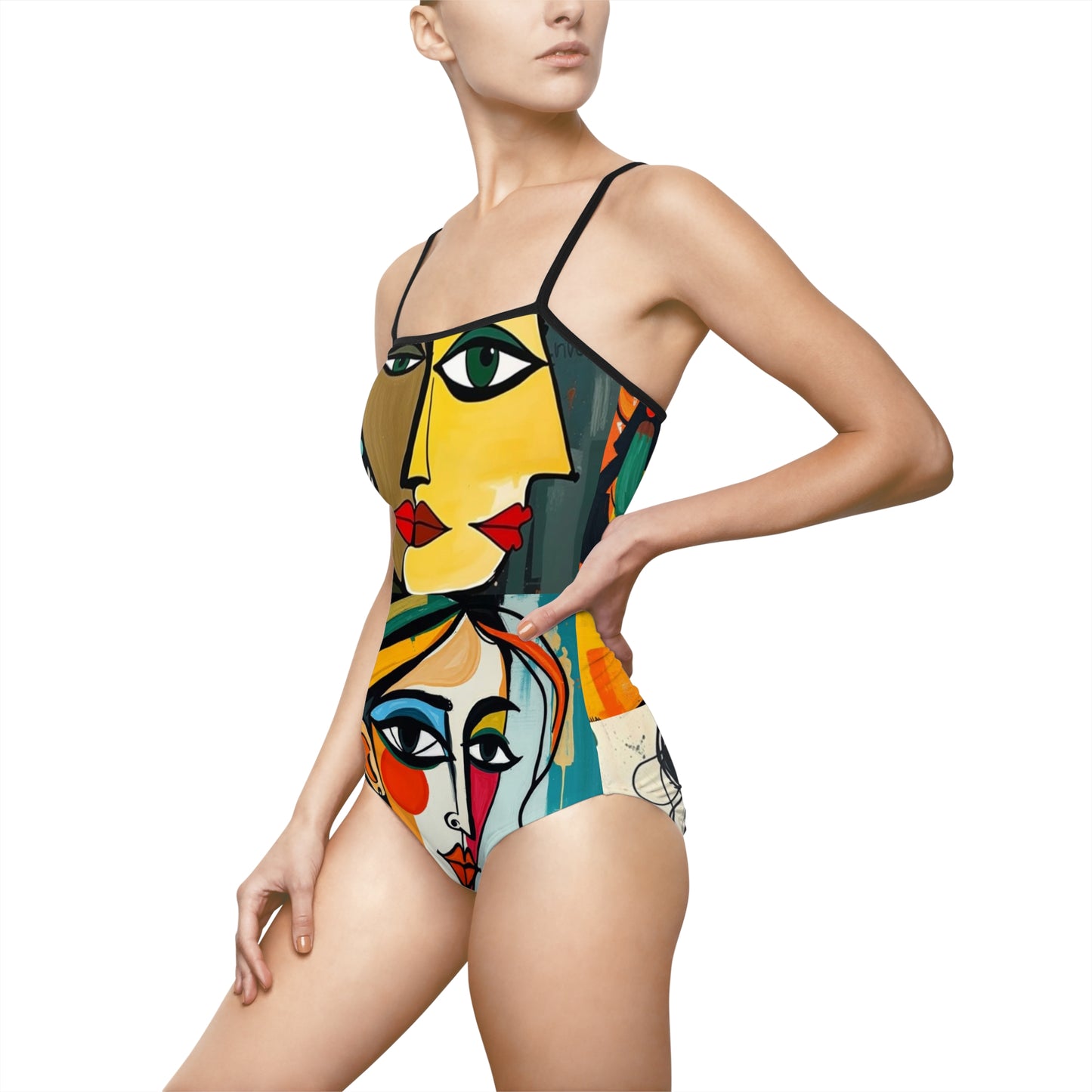 Colorful Artistic Women's One-Piece Swimsuit | Unique Swimsuit for Beach Days, Pool Parties, Summer Fun, Art Lovers, Vacation Ready