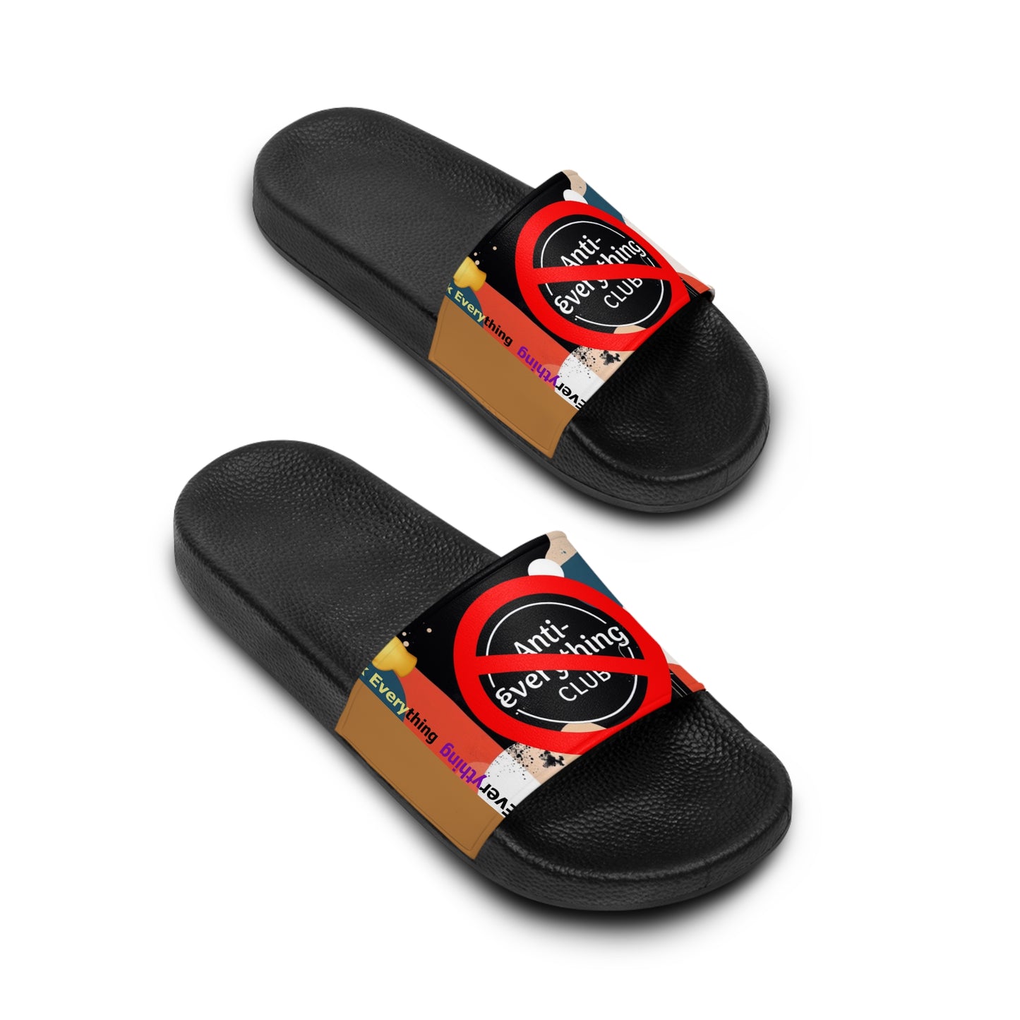 "Anti-Everything Club" Women's Slide Sandals - Fun & Comfortable Footwear for Relaxation