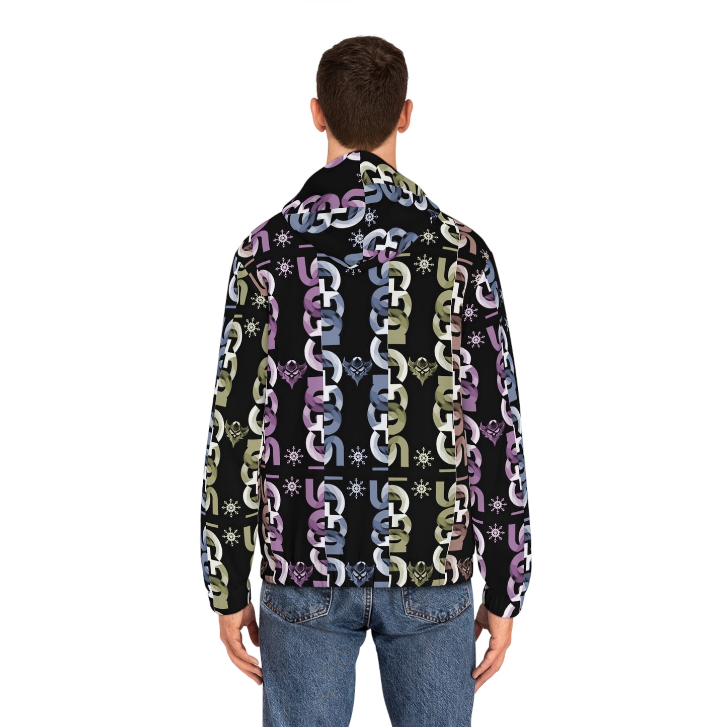 Men's Full-Zip Hoodie — Pastel Ungodly Chain & Symbols All-Over Print