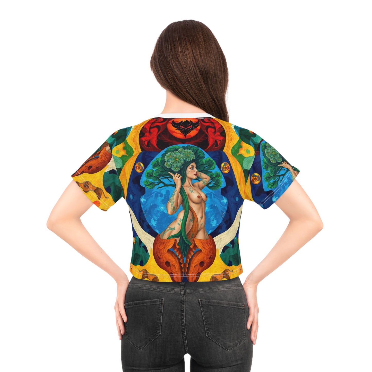 Vibrant Eco-Friendly Crop Tee - Nature Goddess Design