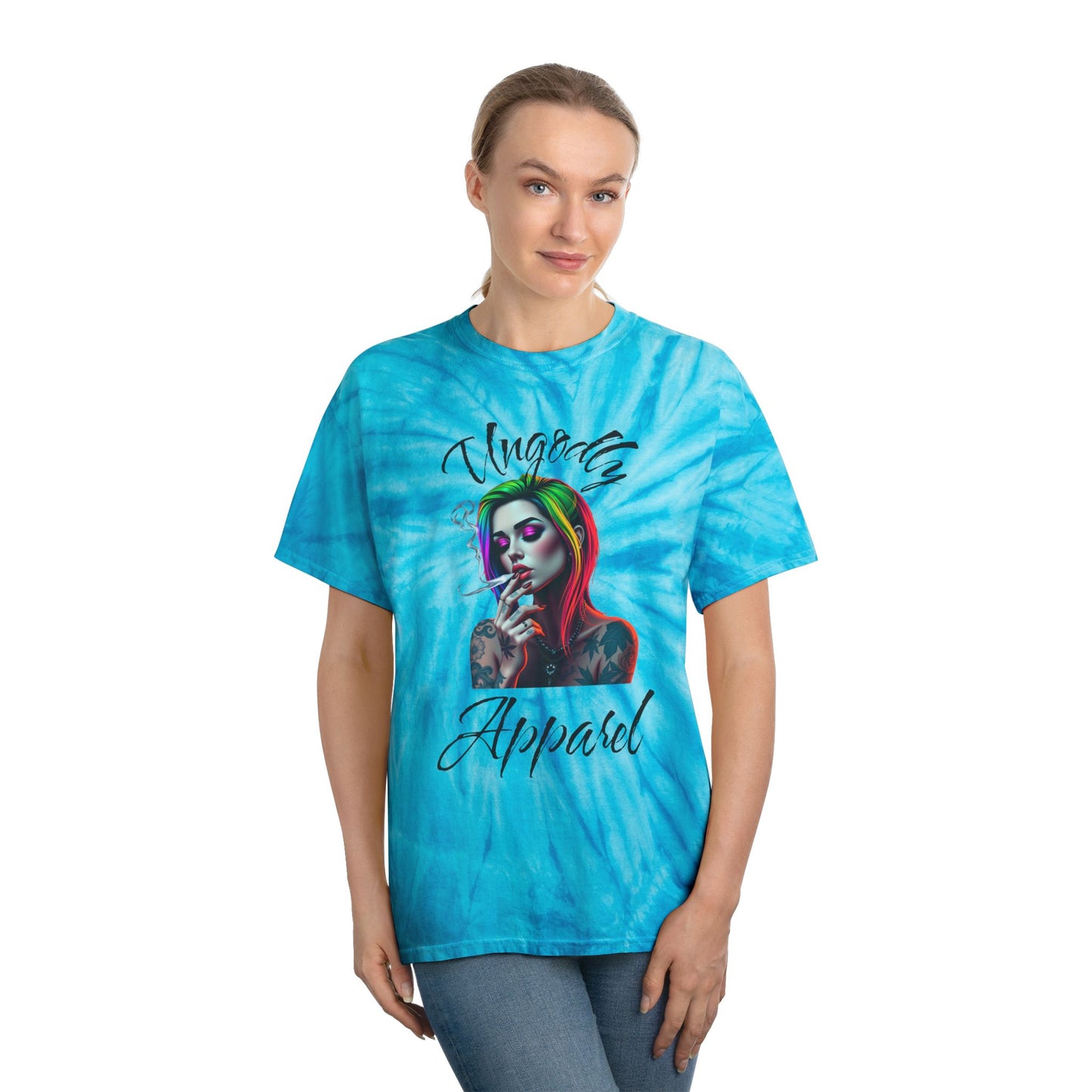 Vibrant Tie-Dye T-Shirt with Graphic Design