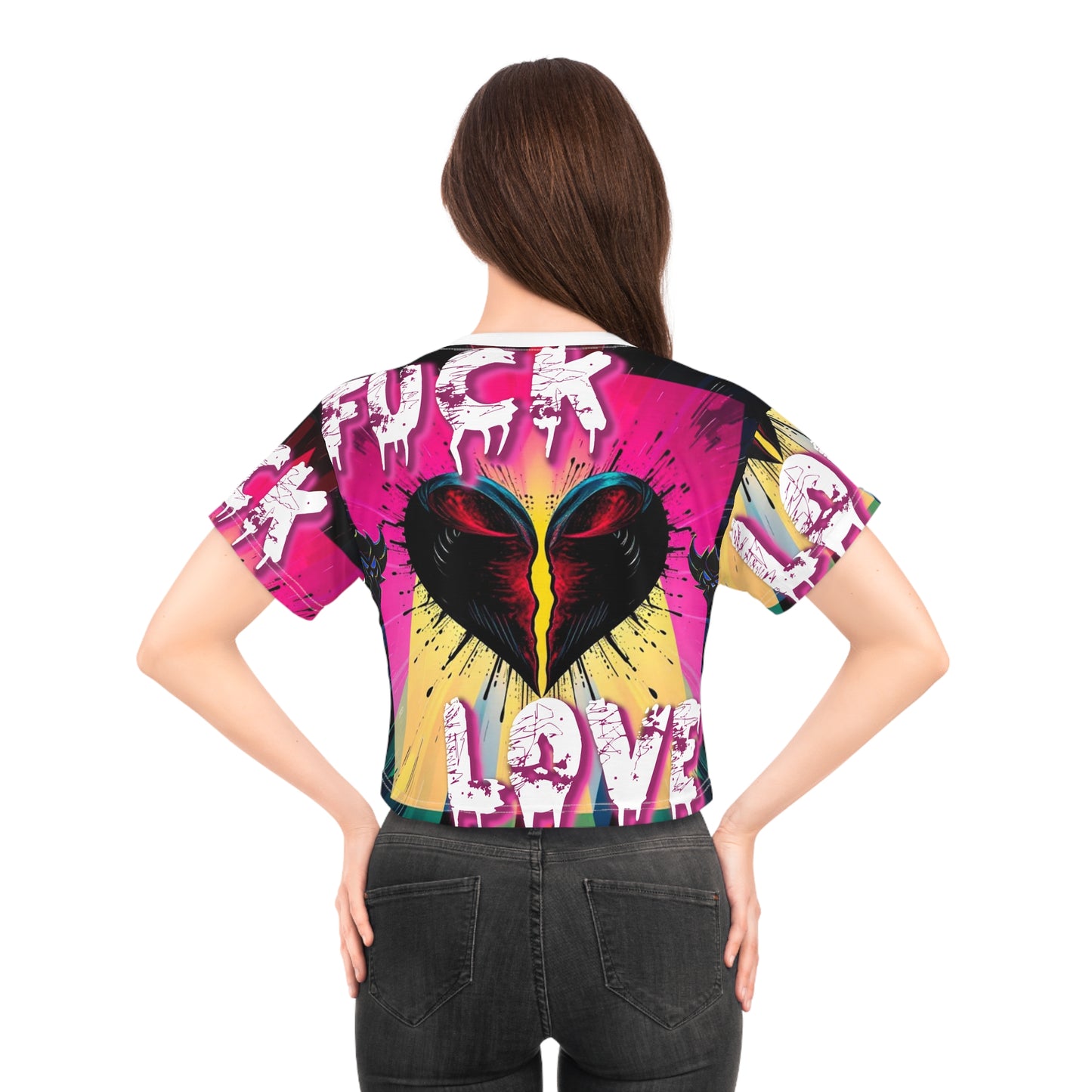 "F*ck Love" Bold Love Crop Tee - Vibrant Graphic Design, Perfect for Casual Wear or Gift