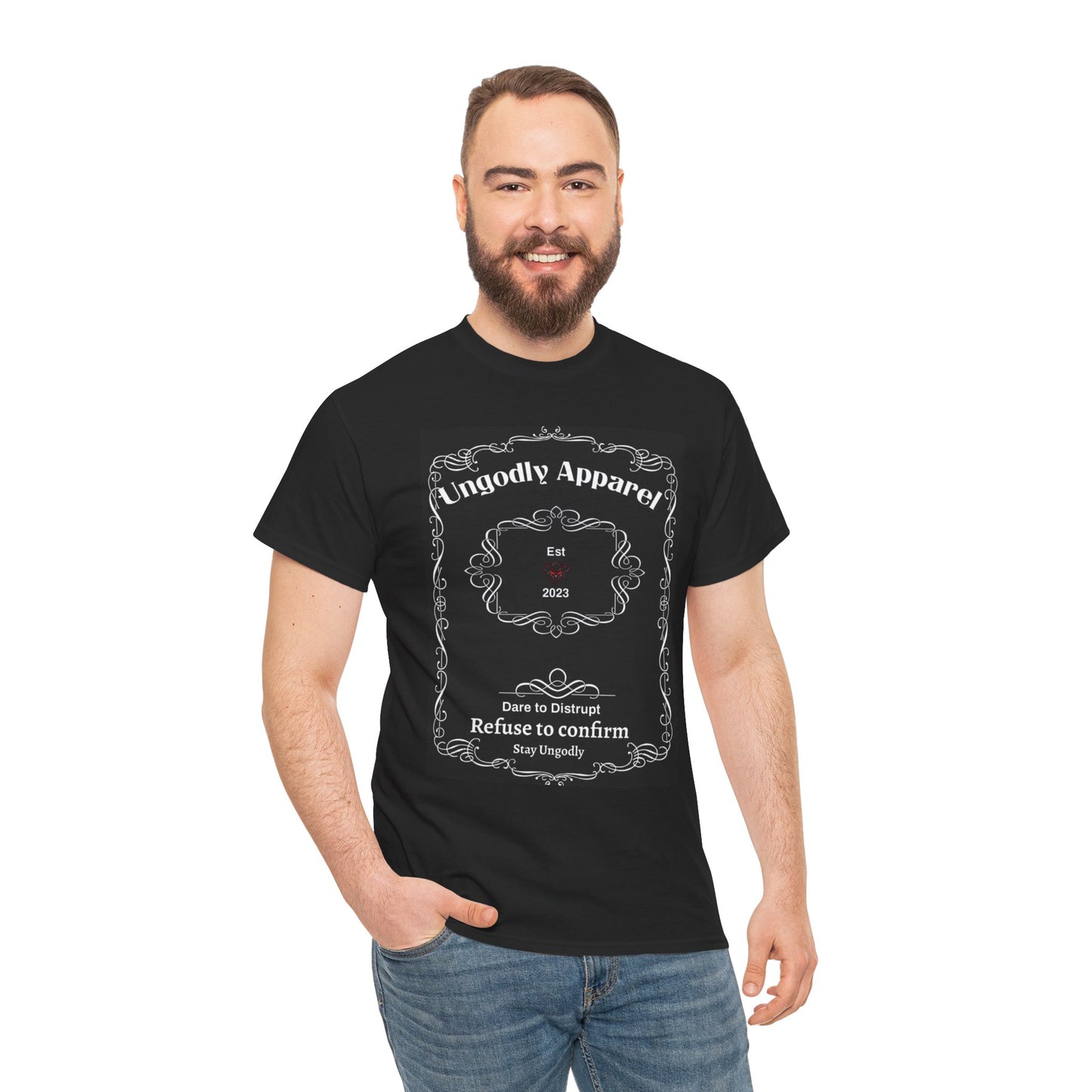 "Ungodly Whiskey" Unisex Heavy Cotton Tee - Bold Statement Tee for Expressive Souls