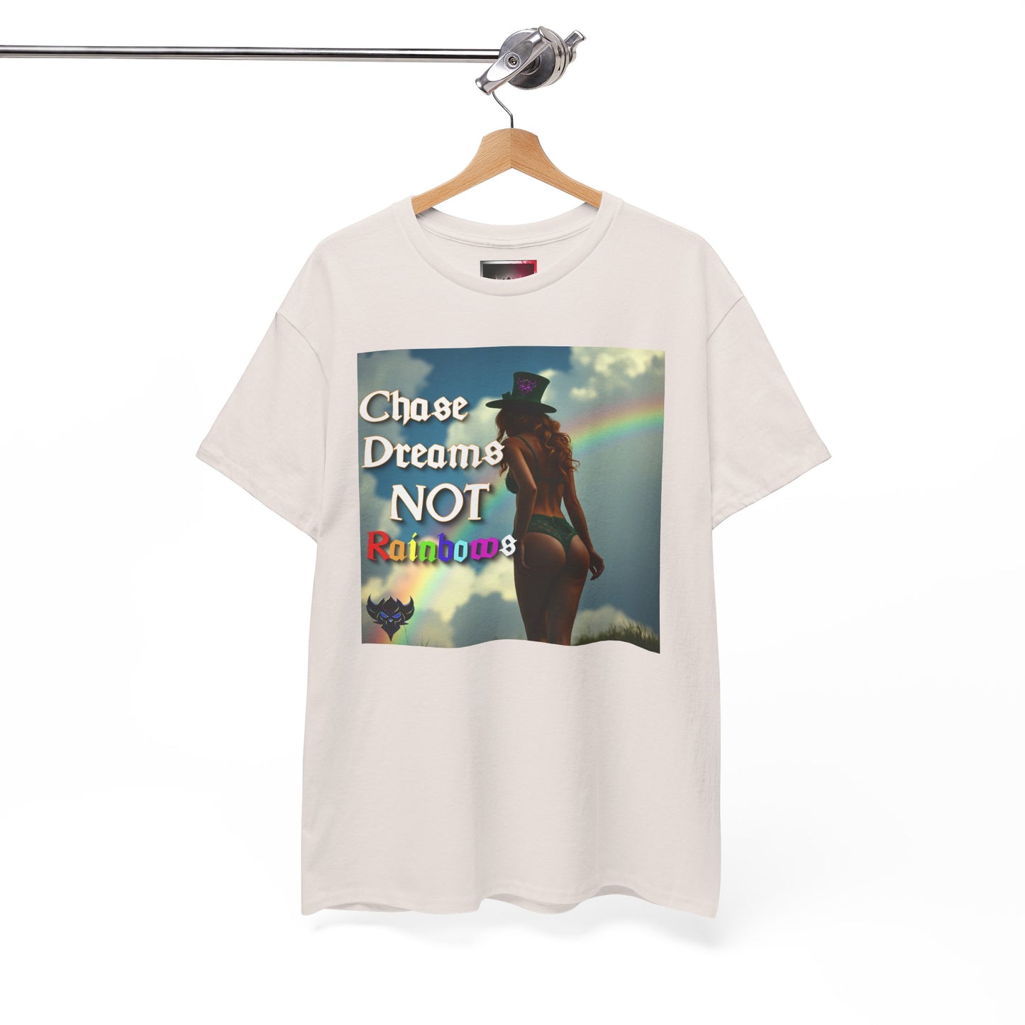 "Chase Dreams NOT Rainbows" Unisex Heavy Cotton Tee - Inspirational Graphic T-Shirt for Dreamers & Free Spirits