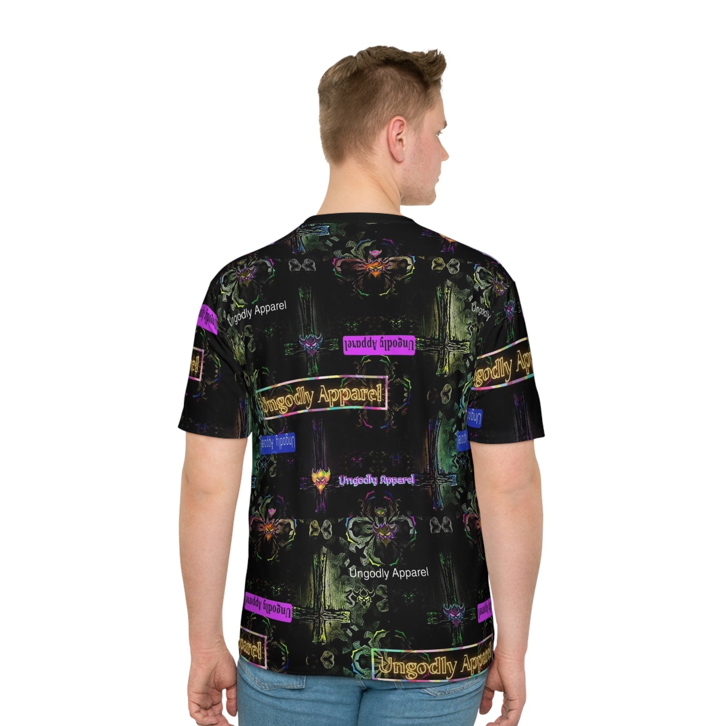 "Ungodly Apparel" Men's Graphic Loose T-shirt - Unique AOP Design for Creative Souls