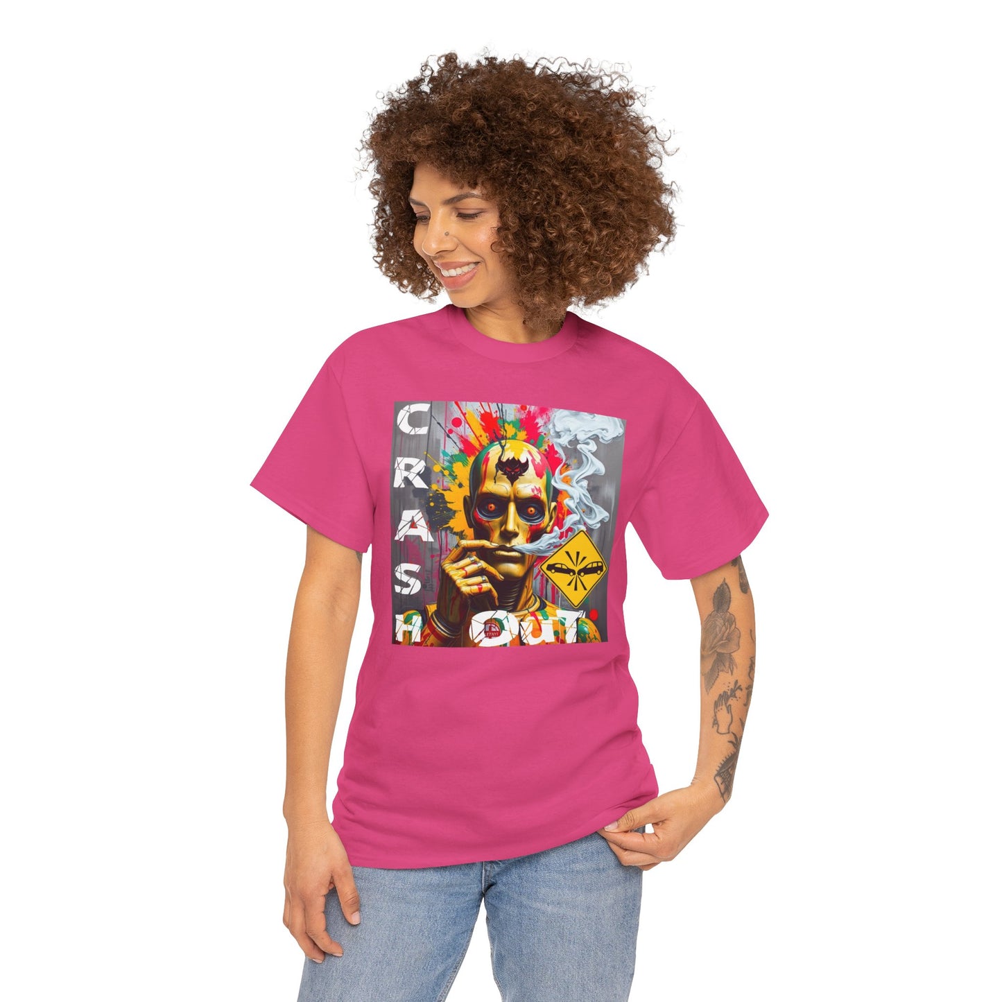 "Crash Out" Art Unisex Heavy Cotton Tee | Colorful Artistic Design for Creative Souls