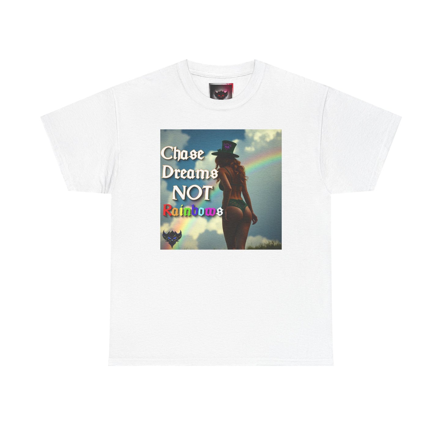 "Chase Dreams NOT Rainbows" Unisex Heavy Cotton Tee - Inspirational Graphic T-Shirt for Dreamers & Free Spirits