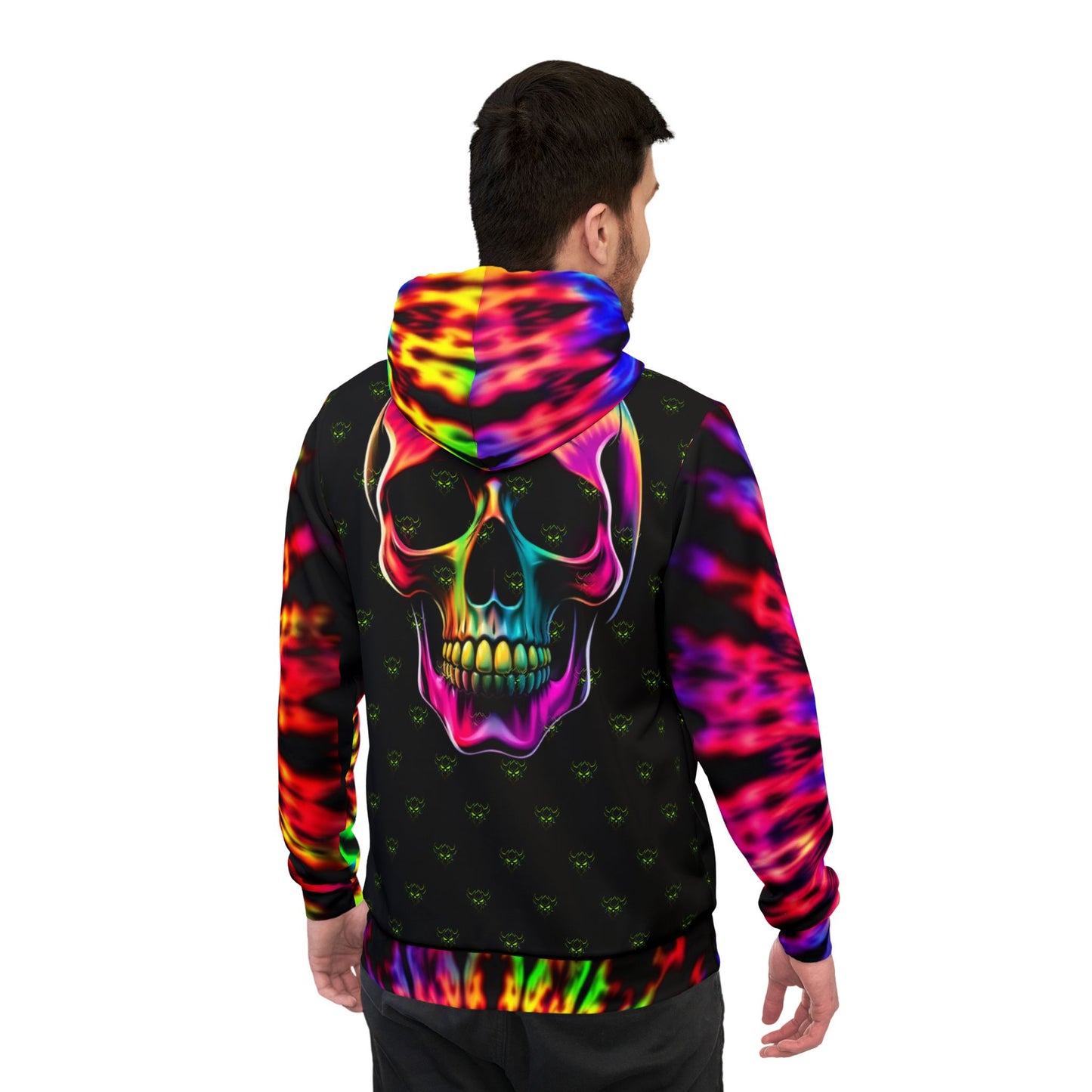"Ungodly Tie Dye Skull" Vibrant Skull Athletic Hoodie, Unisex Tie-Dye Hoodie, Festival Fashion, Streetwear Style, Unique Gift for Music Lovers
