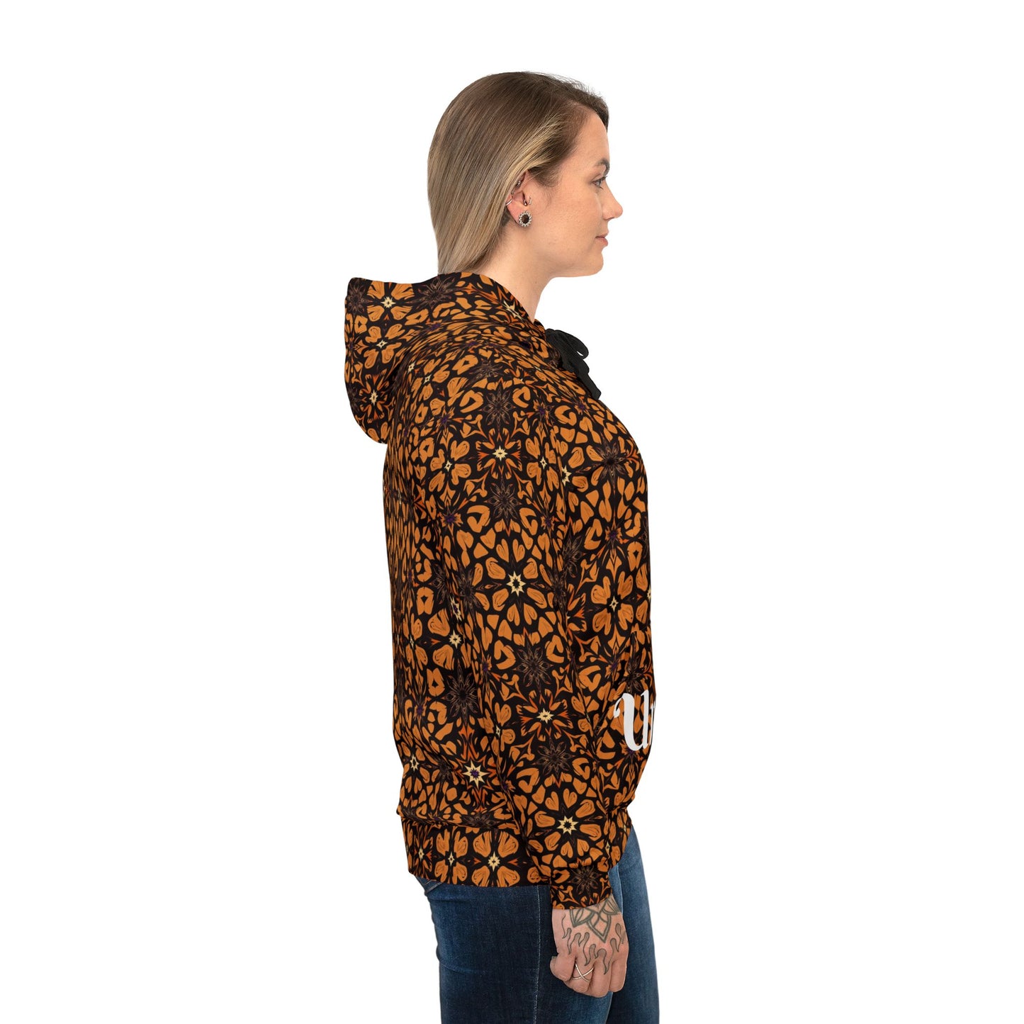 Orange Fall Bold Pattern, Unisex Athletic Hoodie
