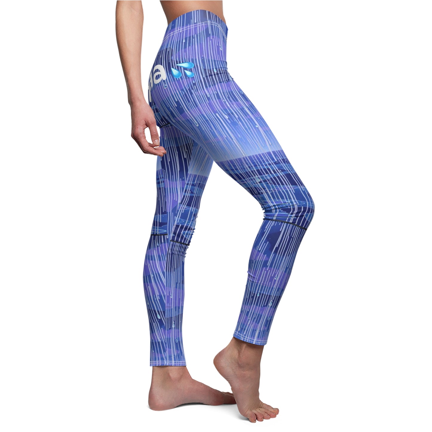 "Wataa" Blue Stylish Women's Leggings with Colorful Abstract Design, Perfect for Yoga, Casual Wear, and Everyday Comfort
