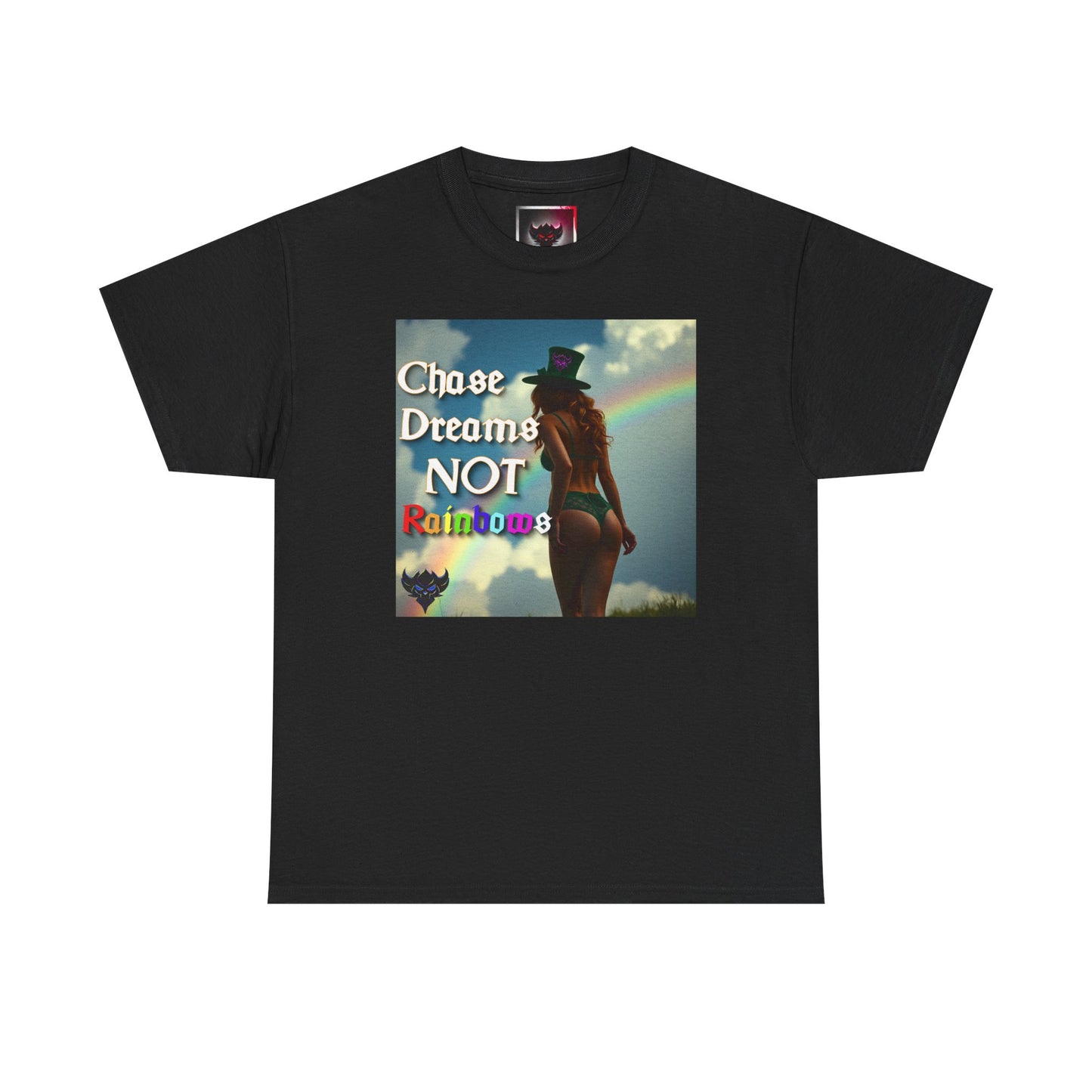 "Chase Dreams NOT Rainbows" Unisex Heavy Cotton Tee - Inspirational Graphic T-Shirt for Dreamers & Free Spirits