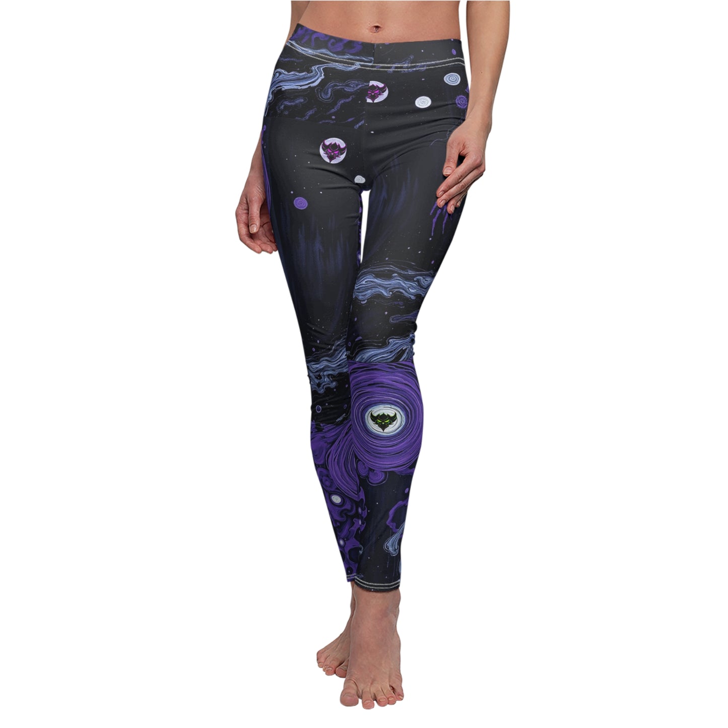 Cosmic Vibes Women's Casual Leggings - Unique Purple Galaxy Design