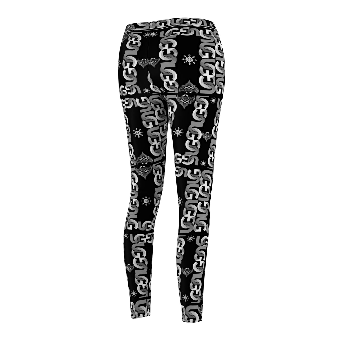 Ungodly Black & White Chain Pattern Leggings — Women's Graphic Casual Leggings