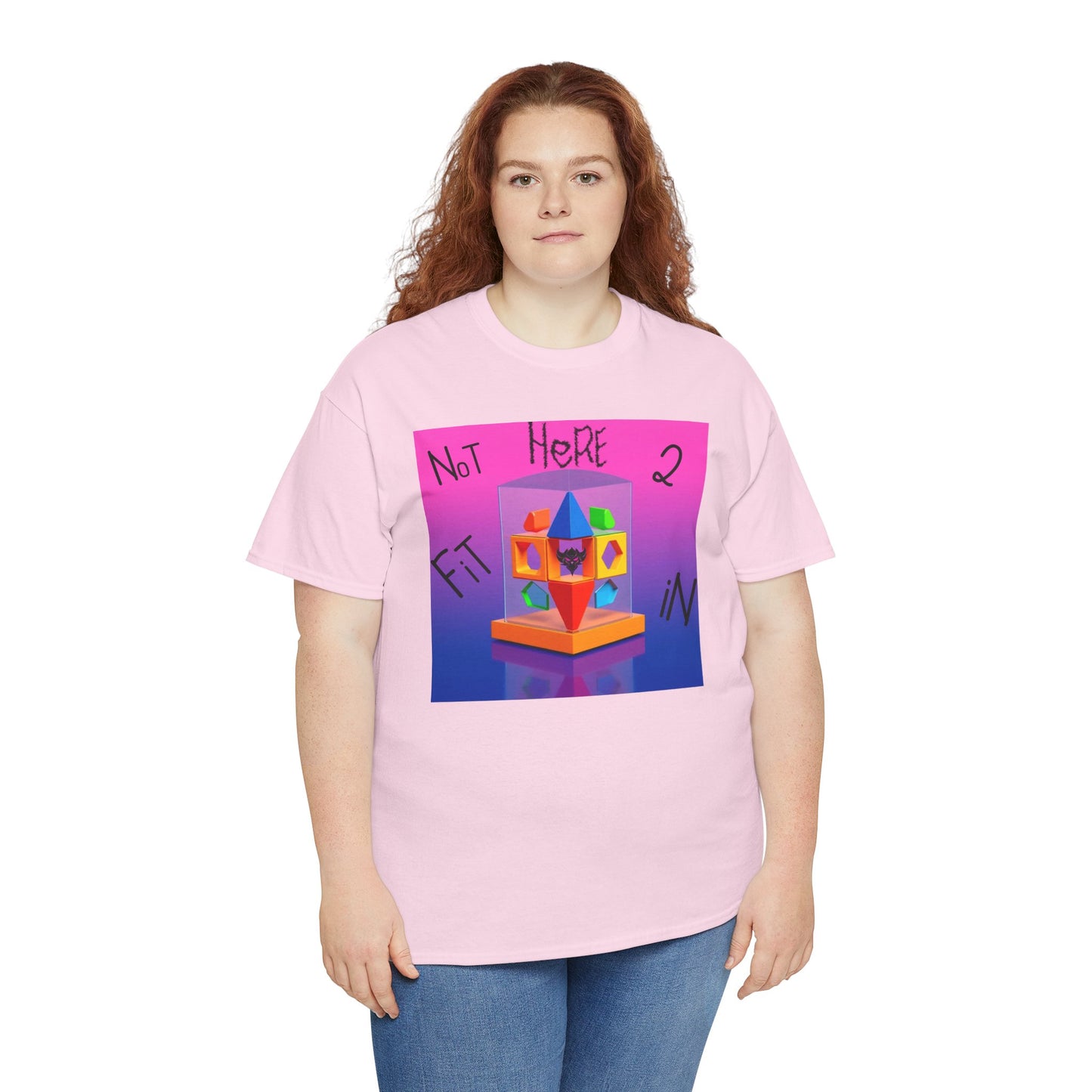 Unisex Heavy Cotton Tee - "Not Here 2 Fit In" Colorful Graphic Tee for Creative Souls