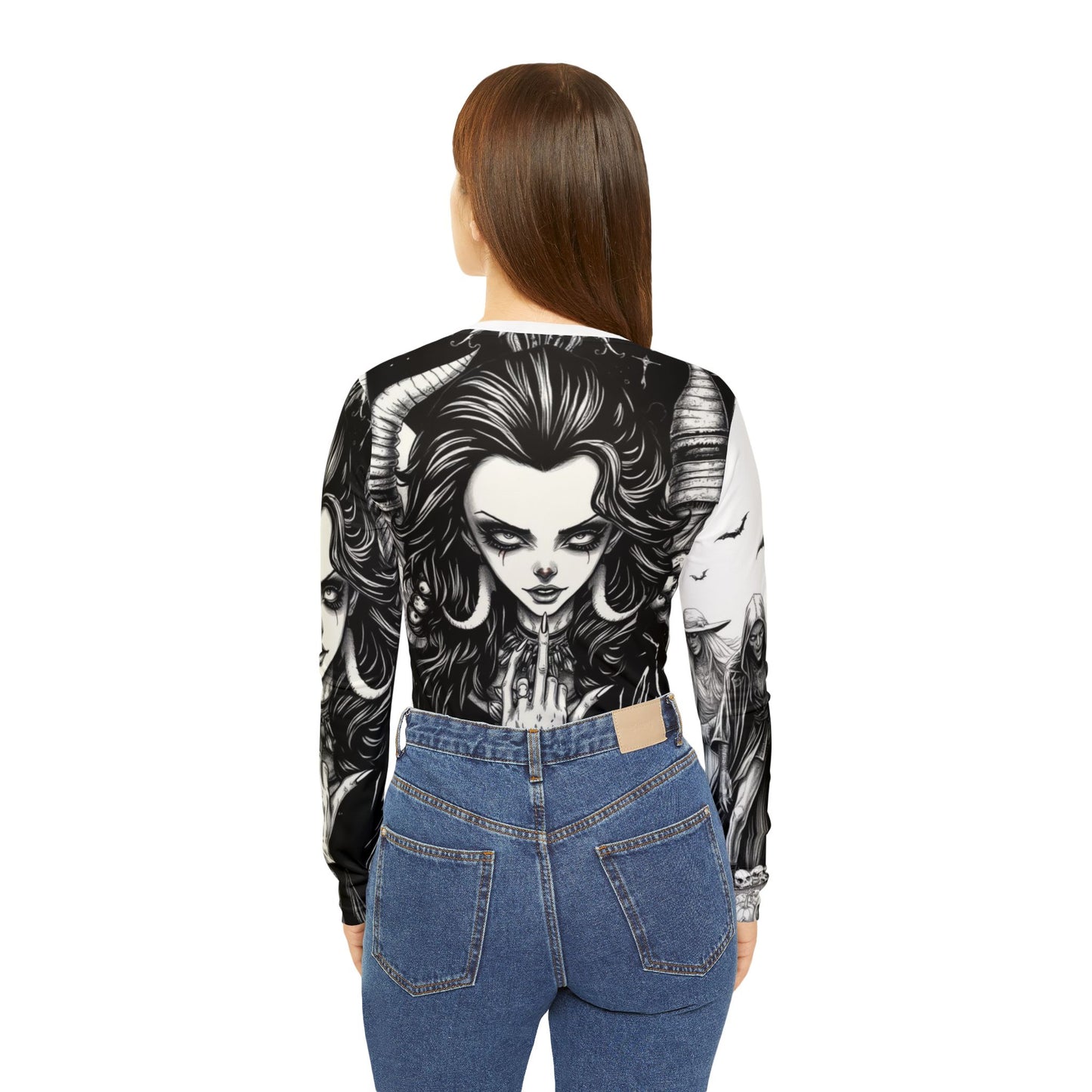 Gothic Women's Long Sleeve Shirt, Dark Aesthetic Top, Alternative Fashion Tee, Witchy Apparel, Unique Gift for Her, Statement V-neck