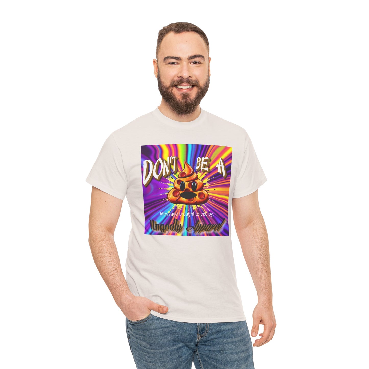 "Don't Be a Pizza Shit" Colorful Graphic Tee with Motivational Quote, Unisex Cotton Shirt for Casual Wear, Gift for Friends, Streetwear, Unique T-shirt