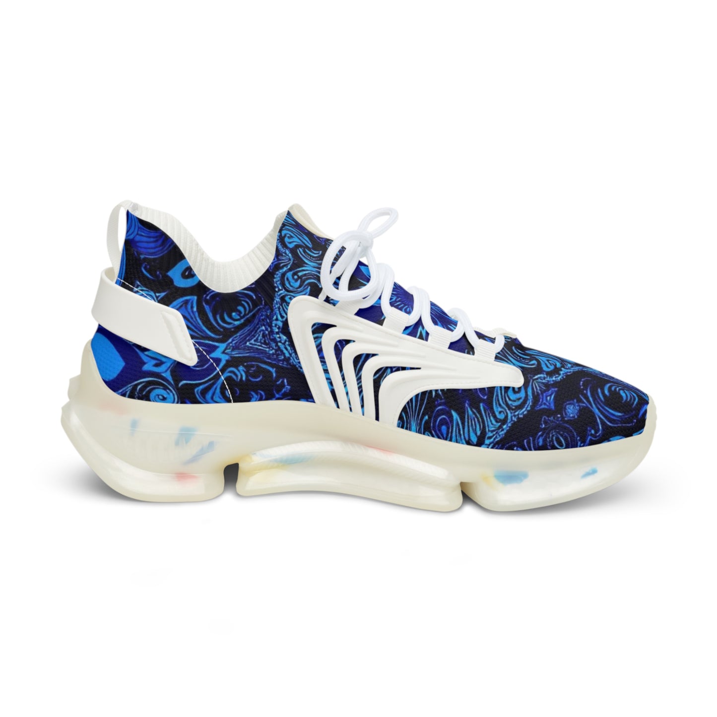 Men's Blue Marble Mesh Sneakers — Lightweight Athletic Casual Shoes