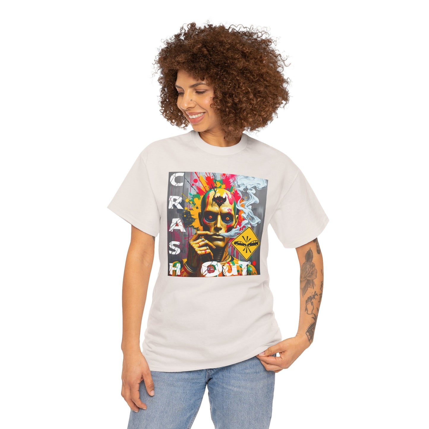 "Crash Out" Art Unisex Heavy Cotton Tee | Colorful Artistic Design for Creative Souls