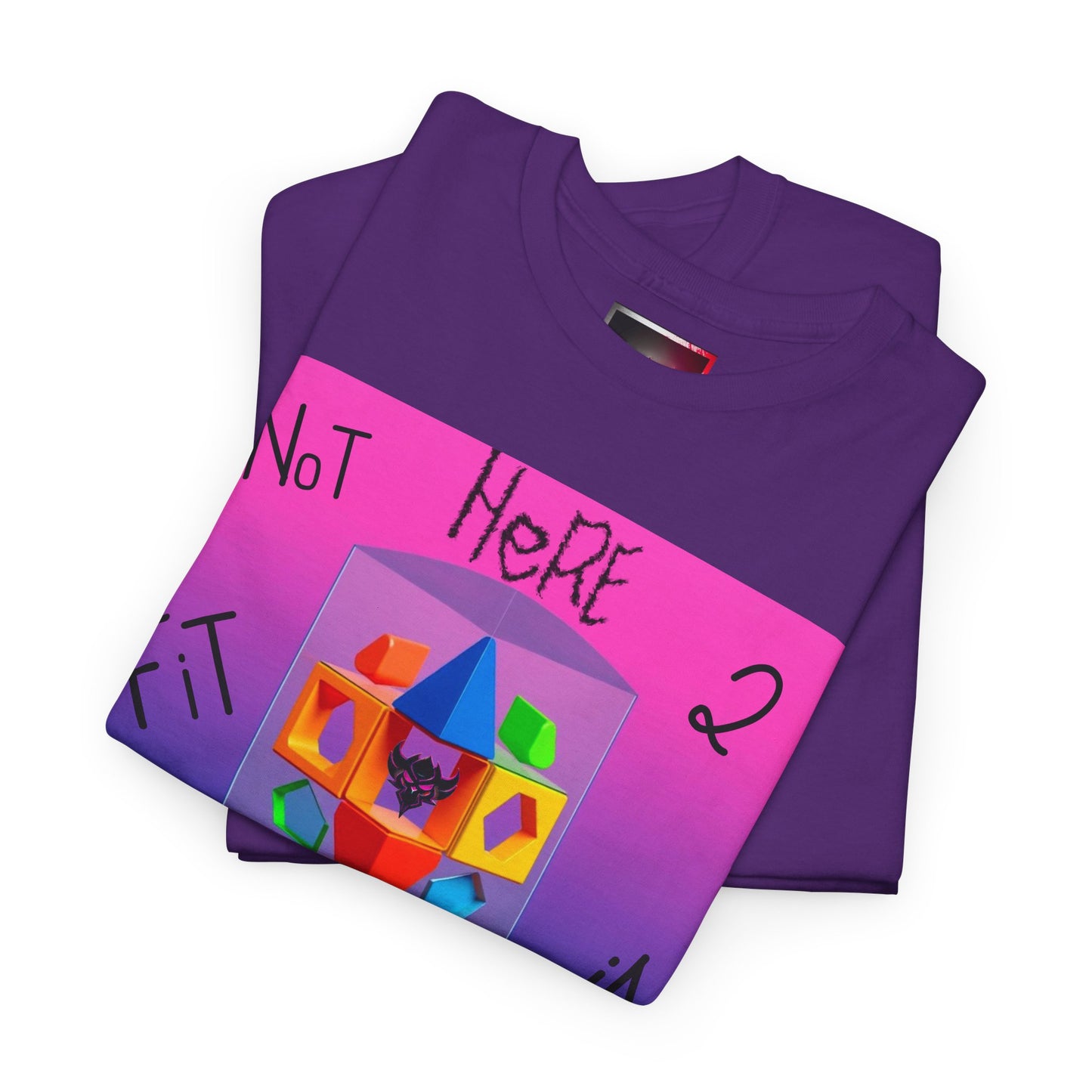 Unisex Heavy Cotton Tee - "Not Here 2 Fit In" Colorful Graphic Tee for Creative Souls
