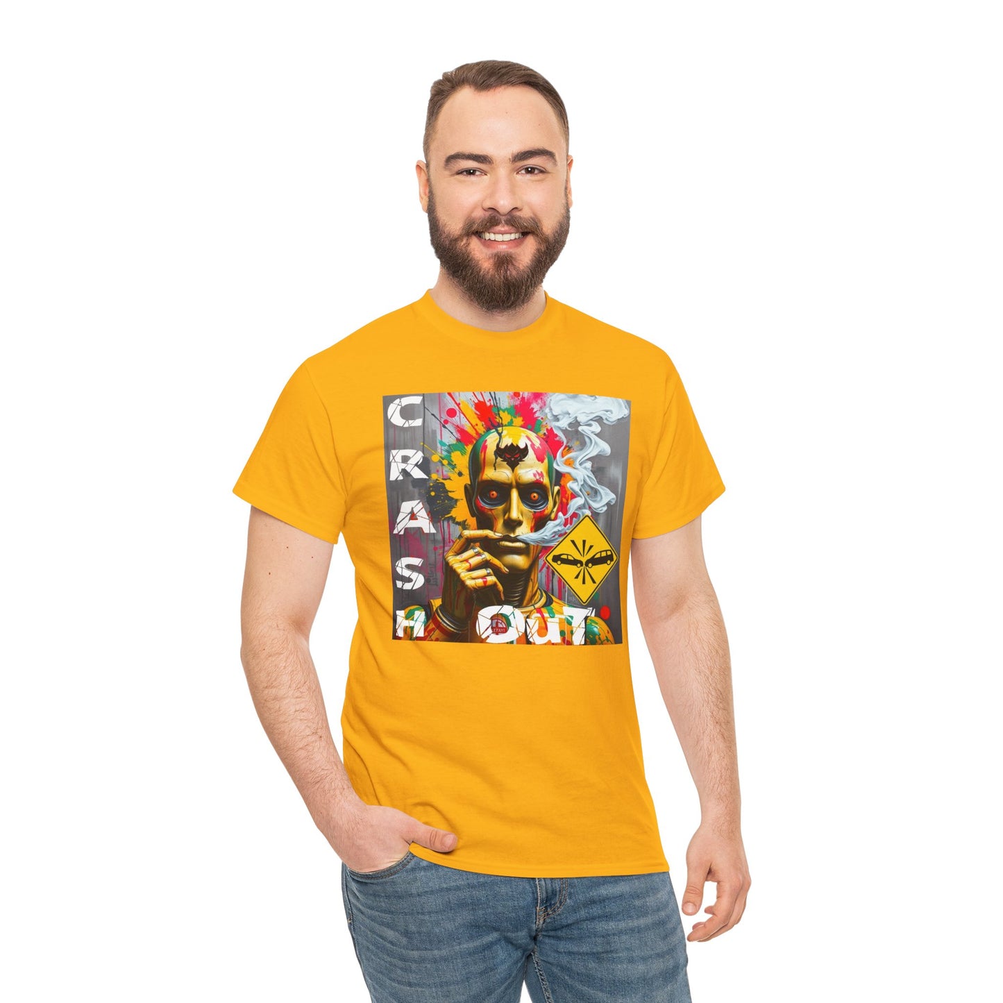 "Crash Out" Art Unisex Heavy Cotton Tee | Colorful Artistic Design for Creative Souls
