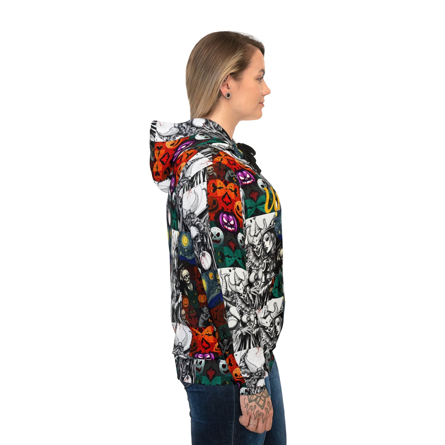 Halloween Themed Athletic Hoodie, Spooky Hoodie, Graphic Sweatshirt, Streetwear for Gamers, Unique Gift for Halloween