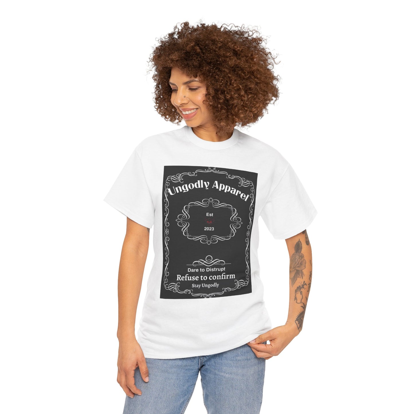 "Ungodly Whiskey" Unisex Heavy Cotton Tee - Bold Statement Tee for Expressive Souls