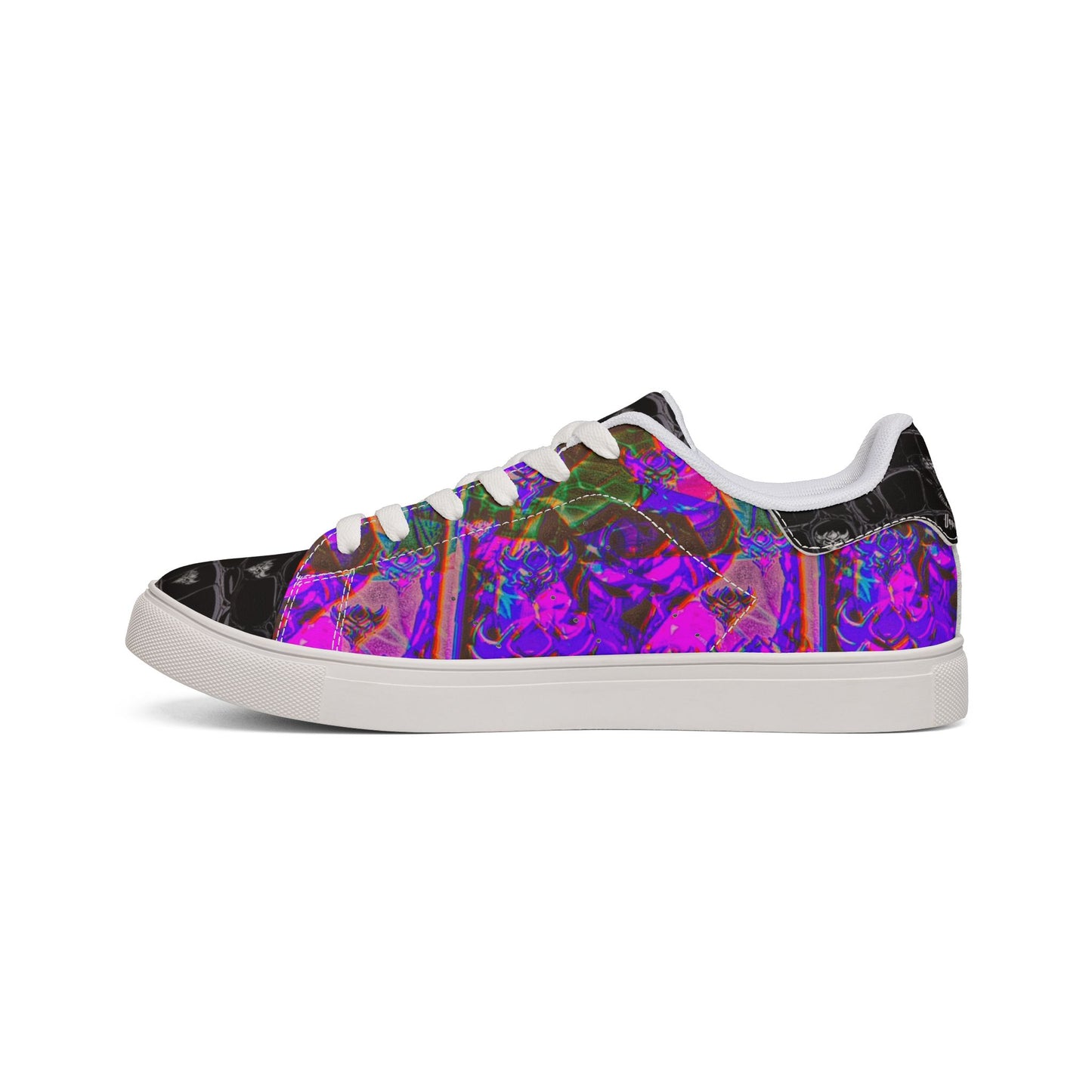 Men's Low-Top Leather Sneakers — Psychedelic Abstract Galaxy Print