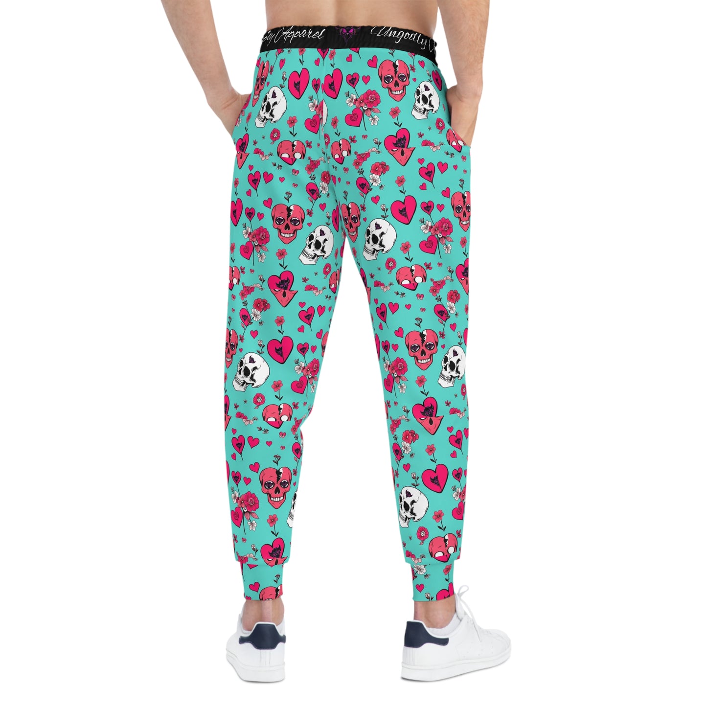 Vibrant Skull & Heart Athletic Joggers - Fun & Comfortable for Active Lifestyles